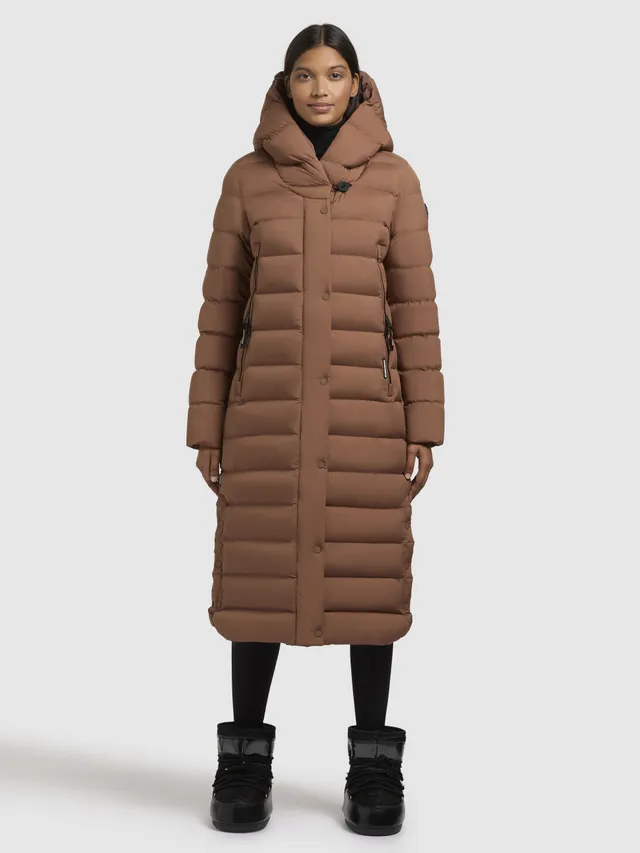 khujo-coat-teiva2-brown-wadenlanger-damen-steppmantel-mit-kapuze image 1