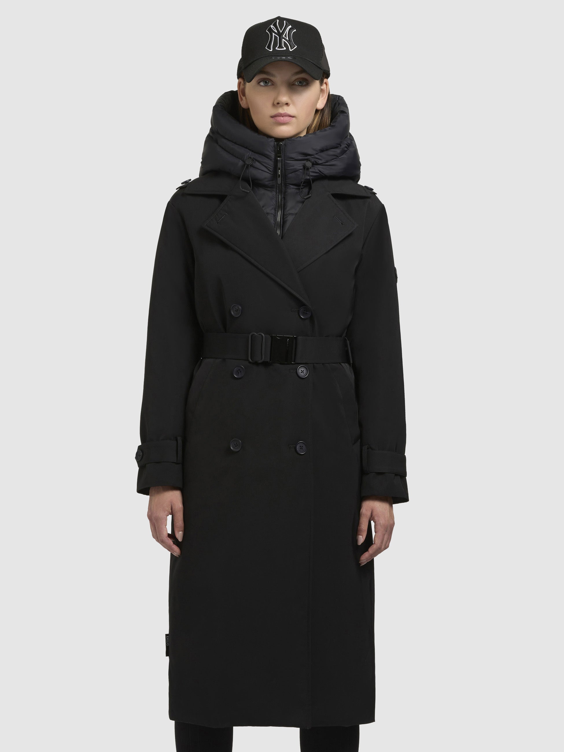 khujo-mantel-elena-schwarz-damen-trenchcoat-knielang-mit-steppeinsatz image 4