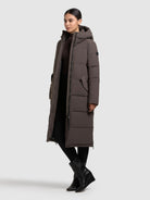khujo-coat-cami-graphite-gray-knielanger-damen-steppmantel image 2