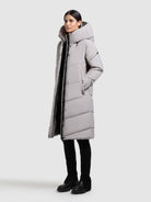 khujo-coat-jange2-matt-blizzard-grey-knielanger-damen-steppmantel image 2