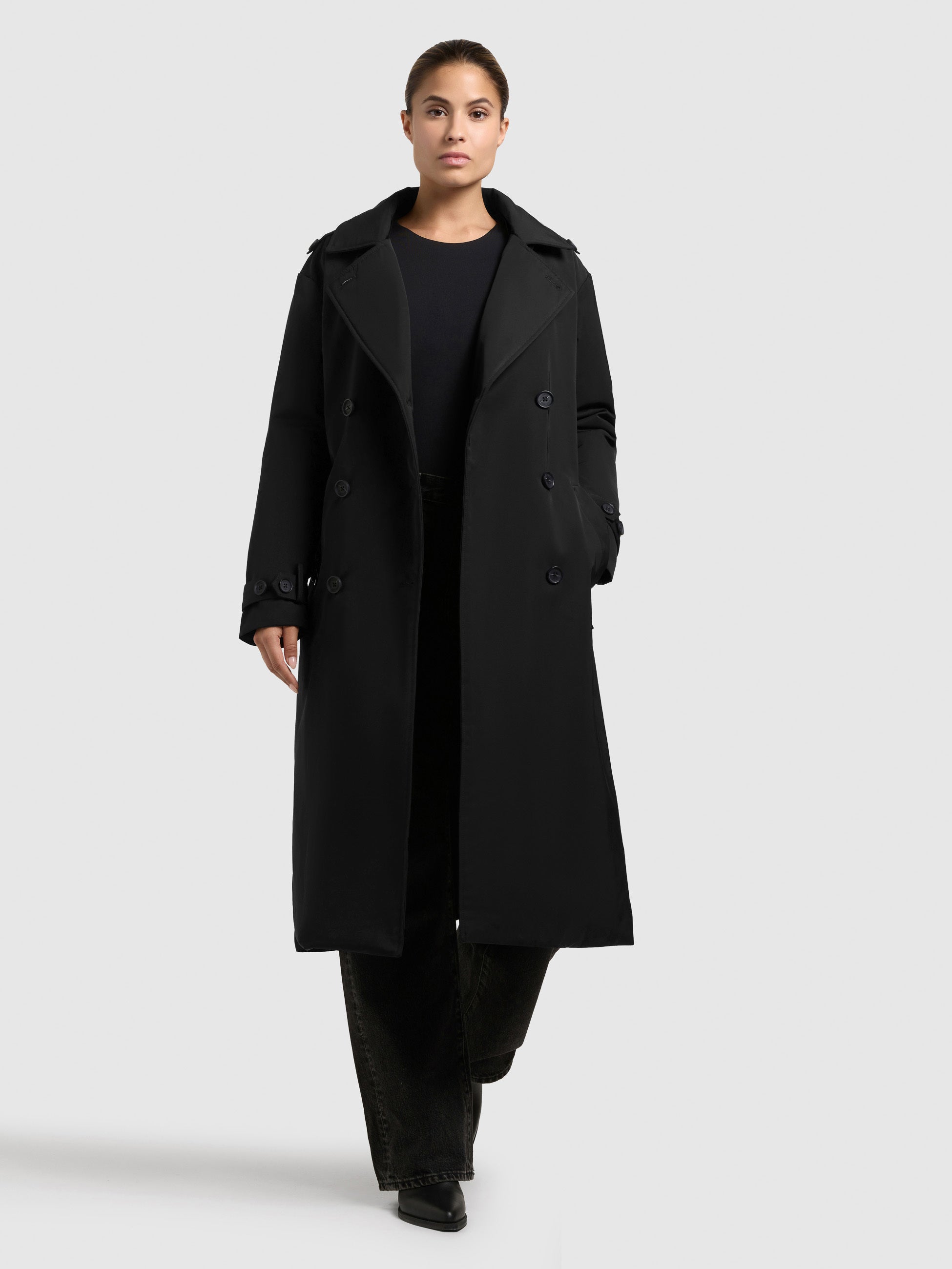khujo-mantel-elena2-black-knielanger-damen-trenchcoat-mit-g-rtel image 4
