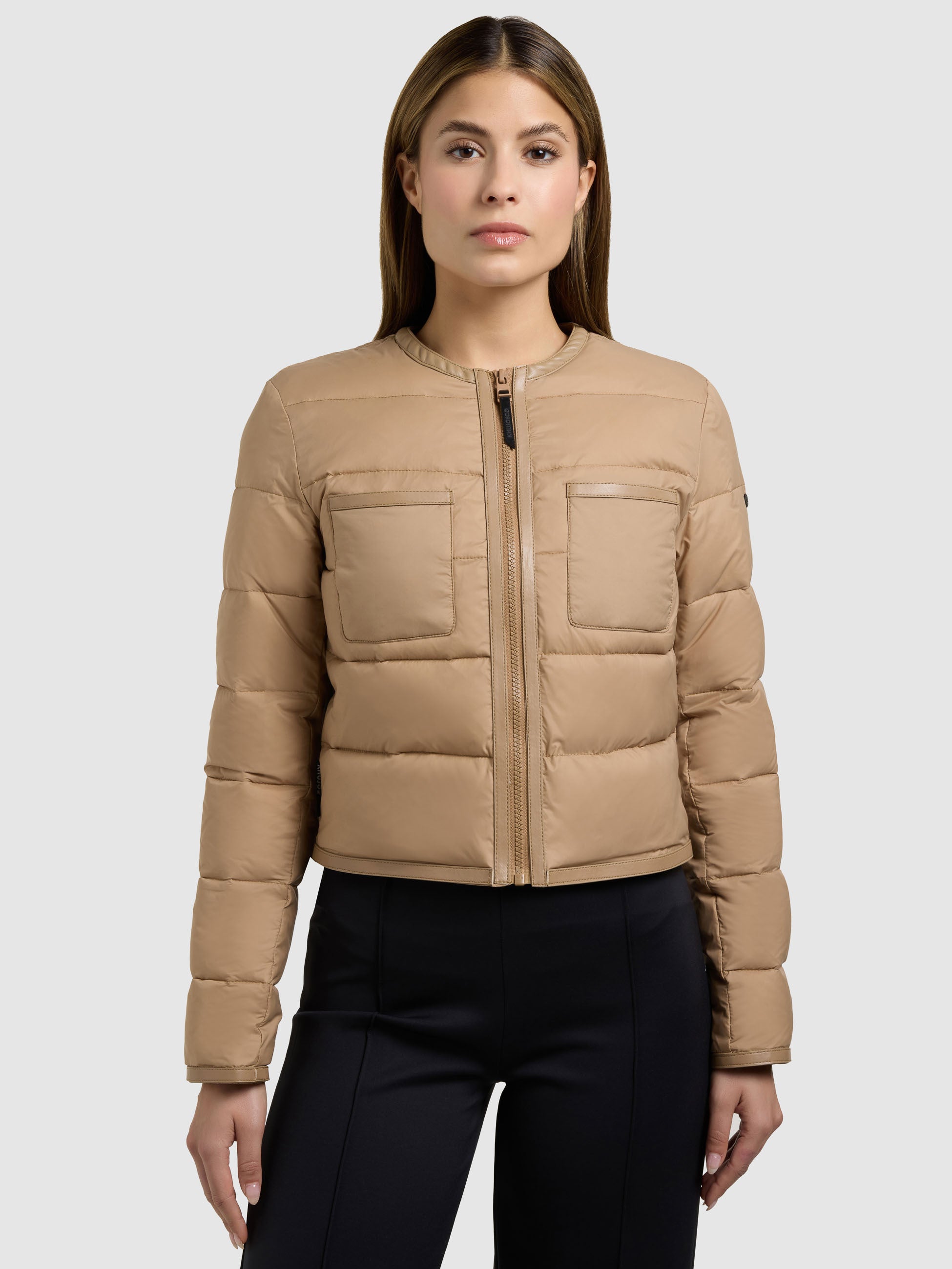 khujo-jacke-wanda-dark-camel-kragenlose-damen-steppjacke image 7