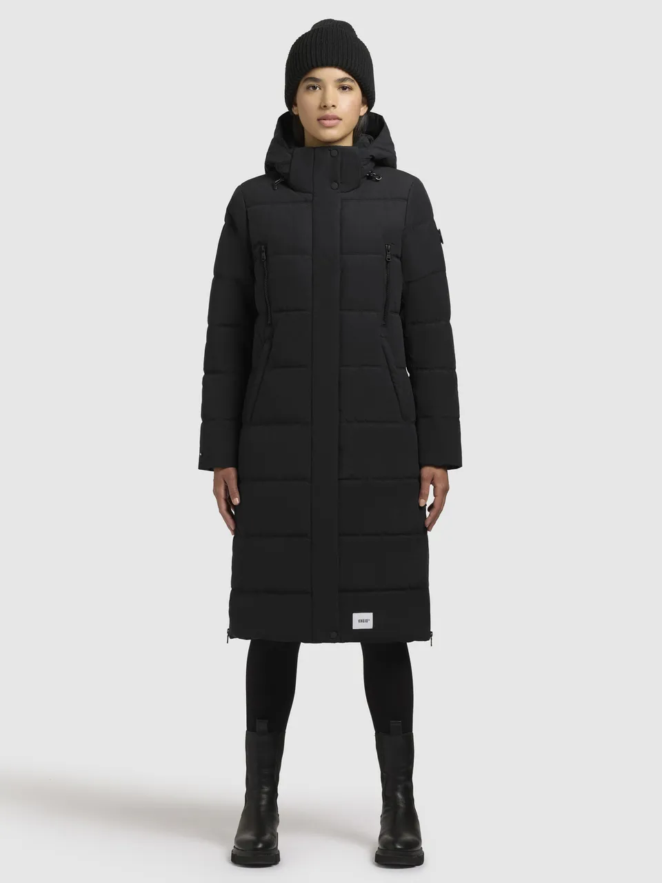 khujo-mantel-dani2-schwarz-warmer-langer-damen-steppmantel image 1