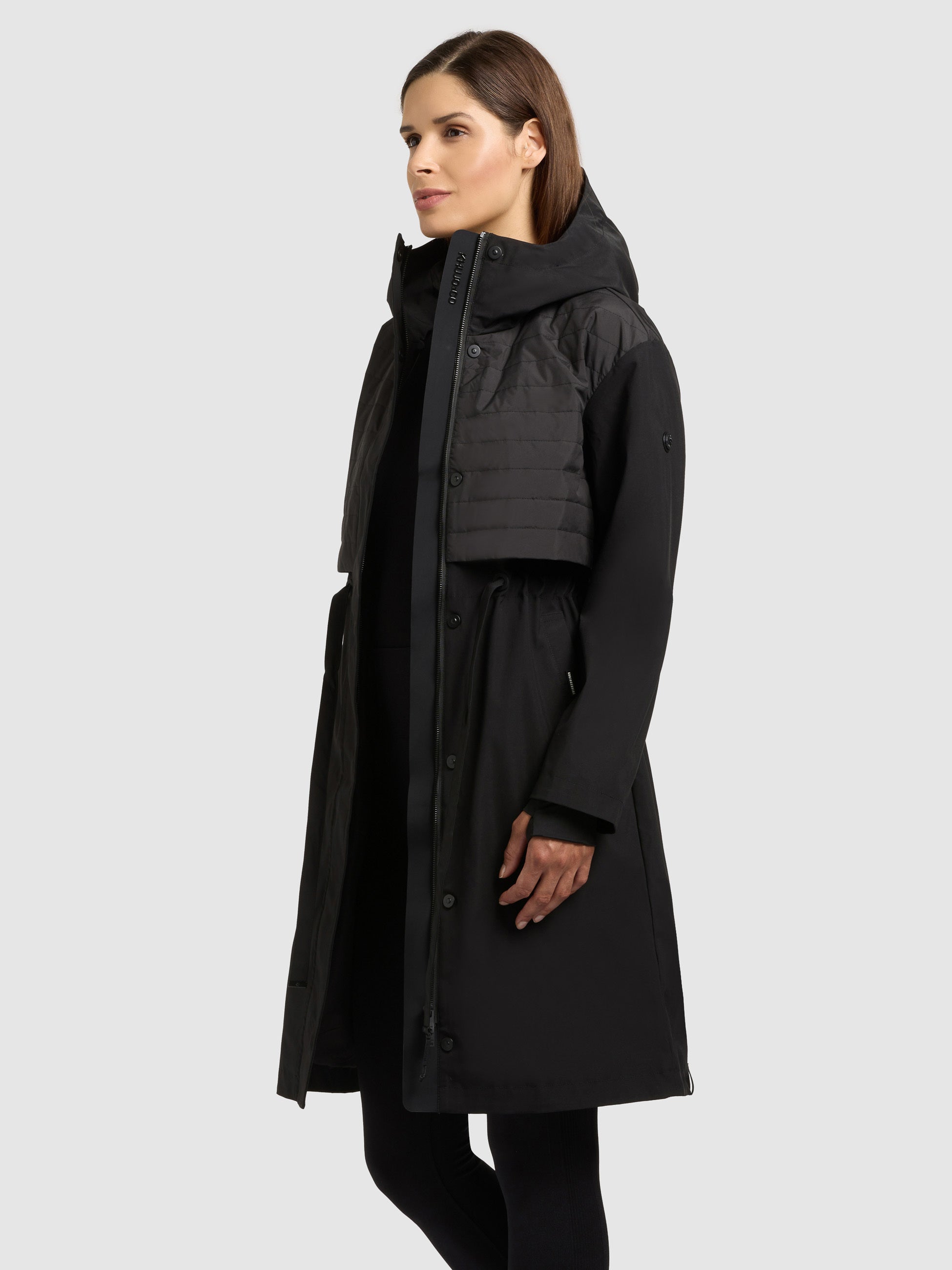 khujo-elsa-damen-kurzmantel-black-leichter-regenmantel-mit-kapuze image 1