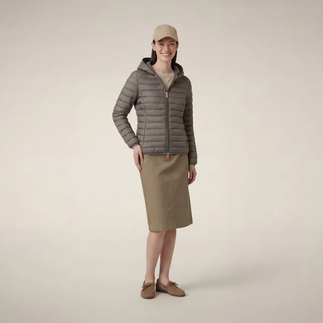 save-the-duck-daisy-damen-pufferjacke-mit-kapuze-elefantengrau image 1