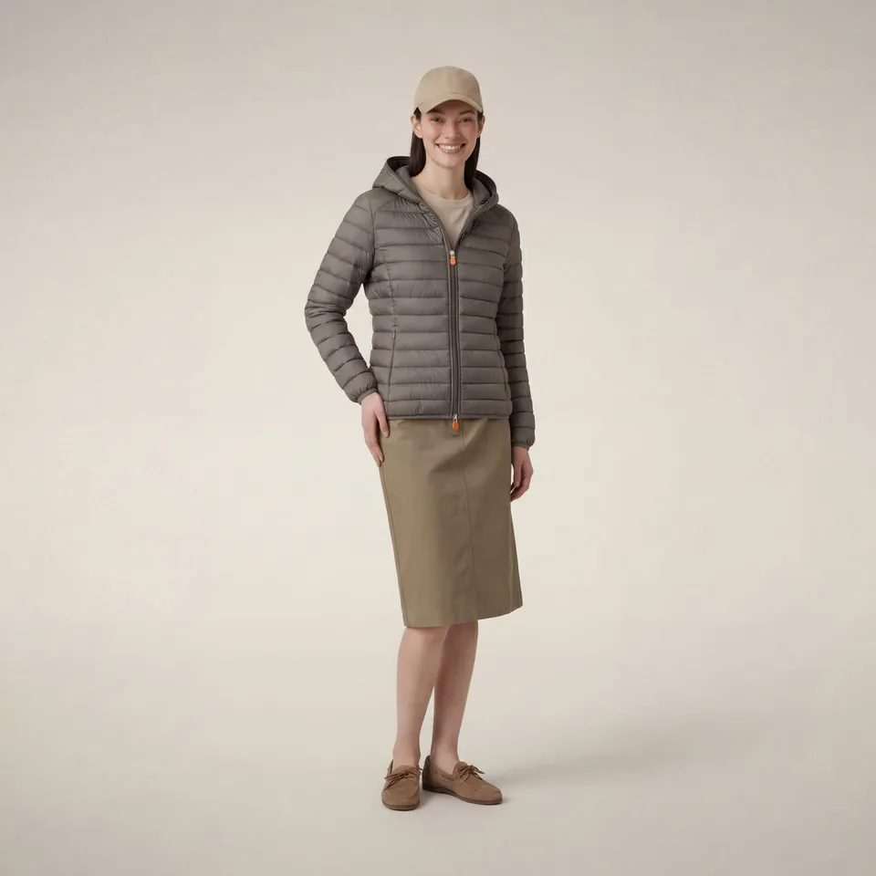 save-the-duck-daisy-damen-pufferjacke-mit-kapuze-elefantengrau image 1