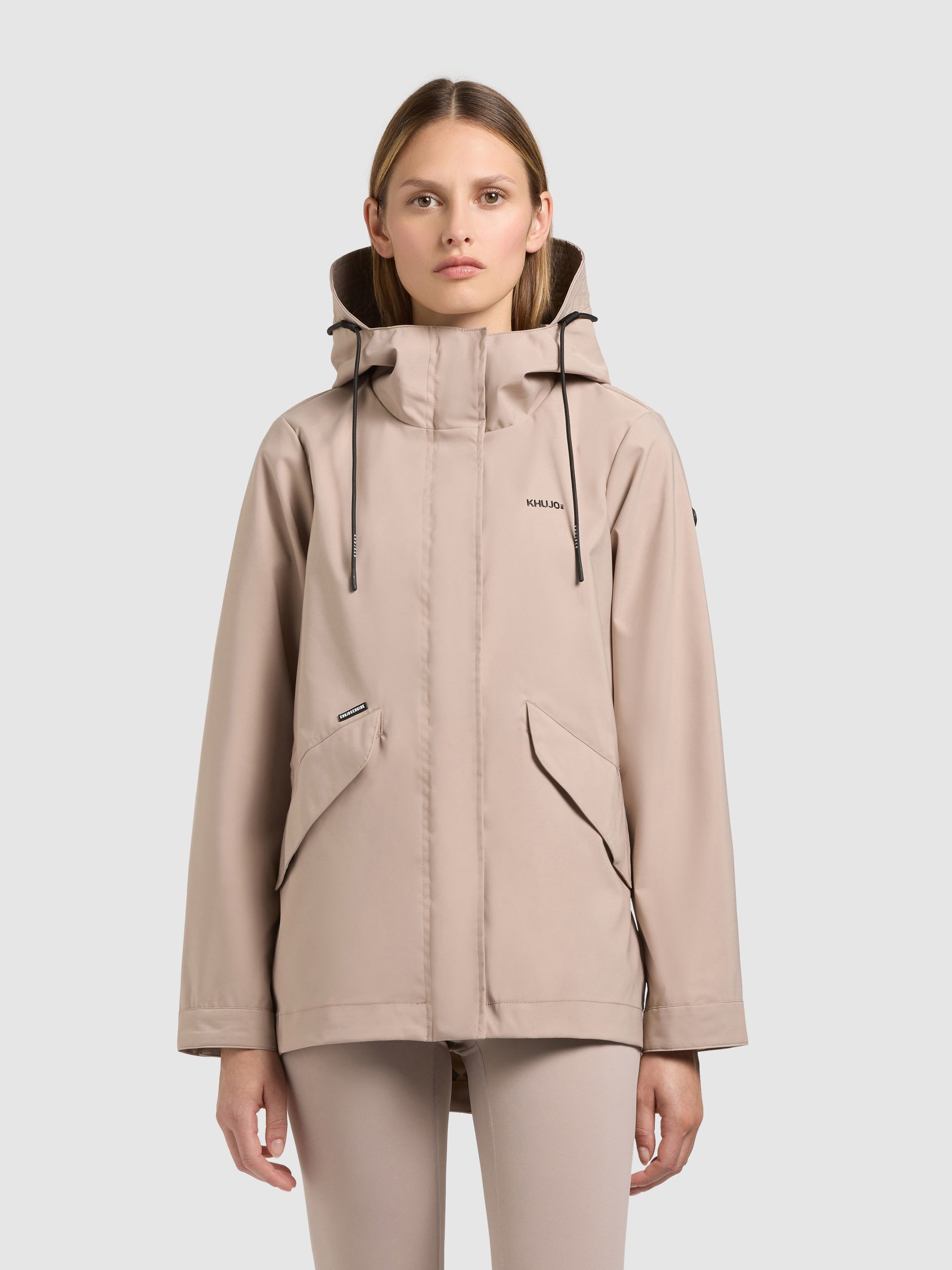 khujo-jacke-sang2-latte-beige-damen-regenjacke-mit-kapuze-in-beige image 1