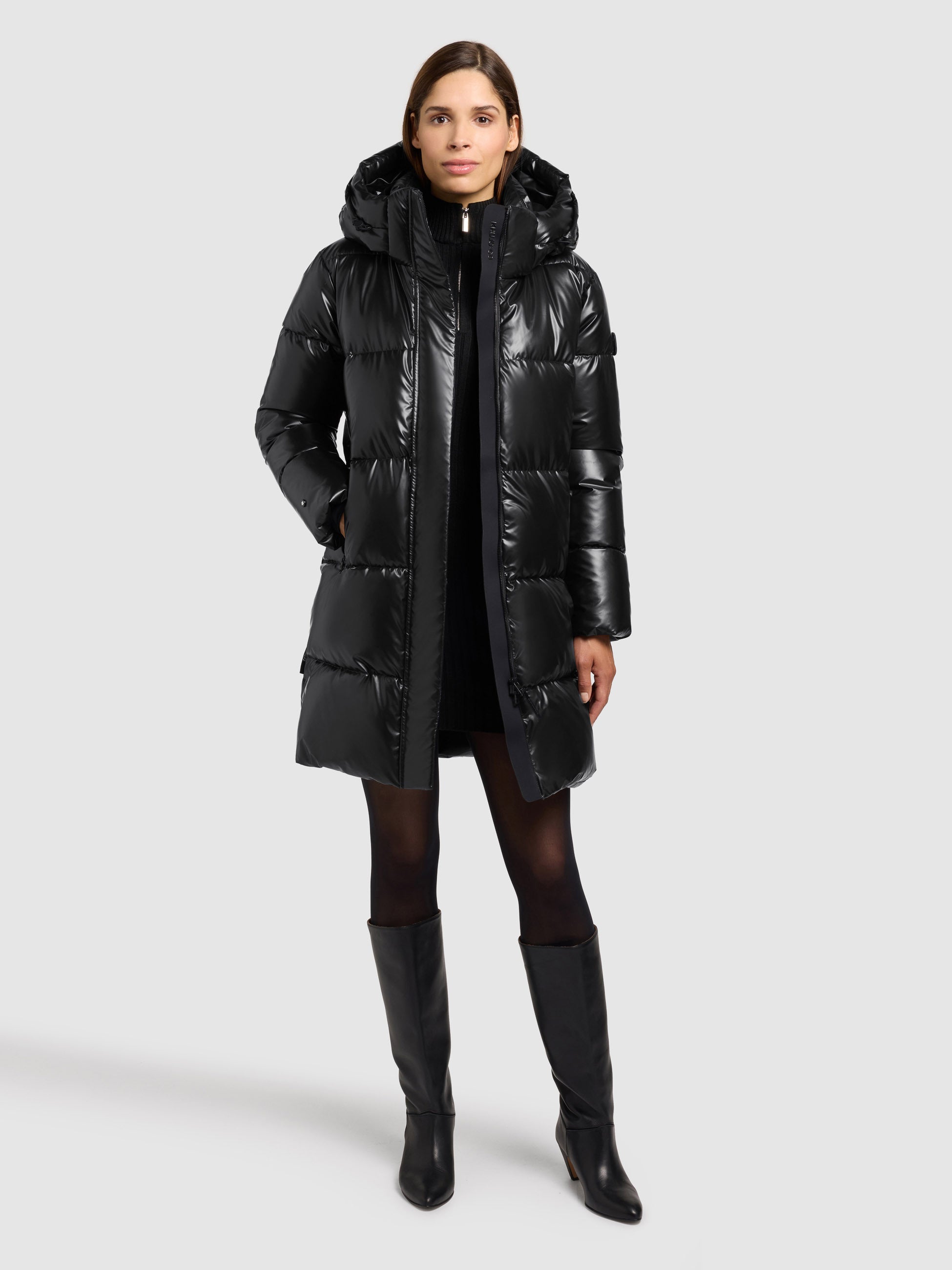 khujo-haya2-shiny-damen-steppmantel-black-loose-fit image 2