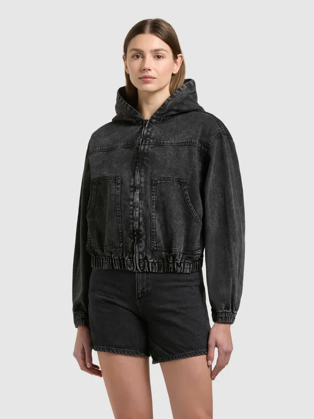 khujo-jacke-gretel-black-jeans-blouson-damen-loose-fit image 1