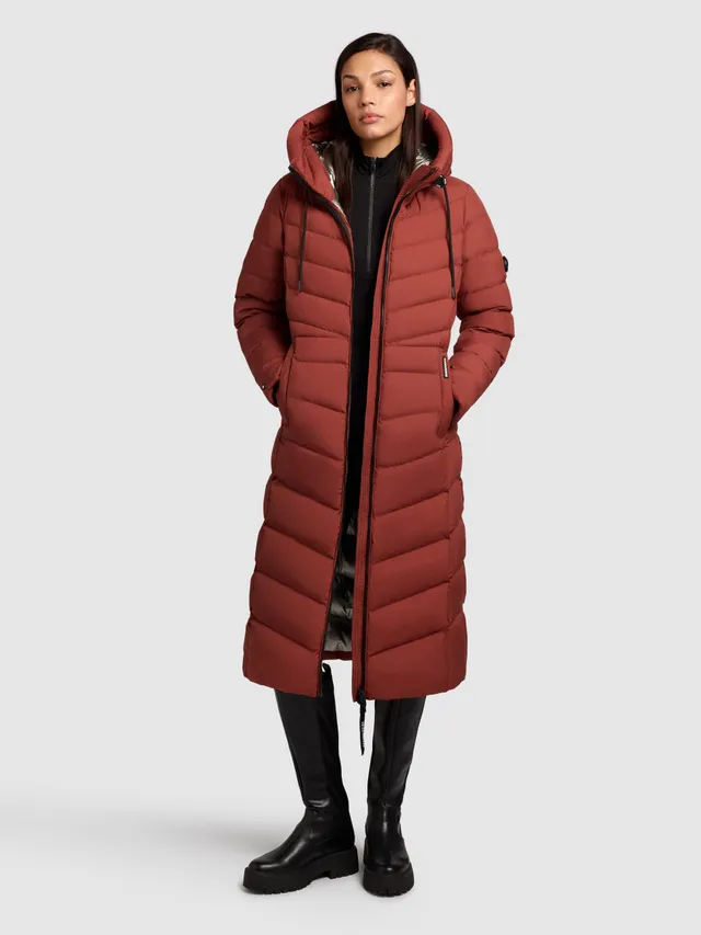 khujo-mantel-ingram4-dark-red-taillierter-steppmantel-knielang-damen image 1