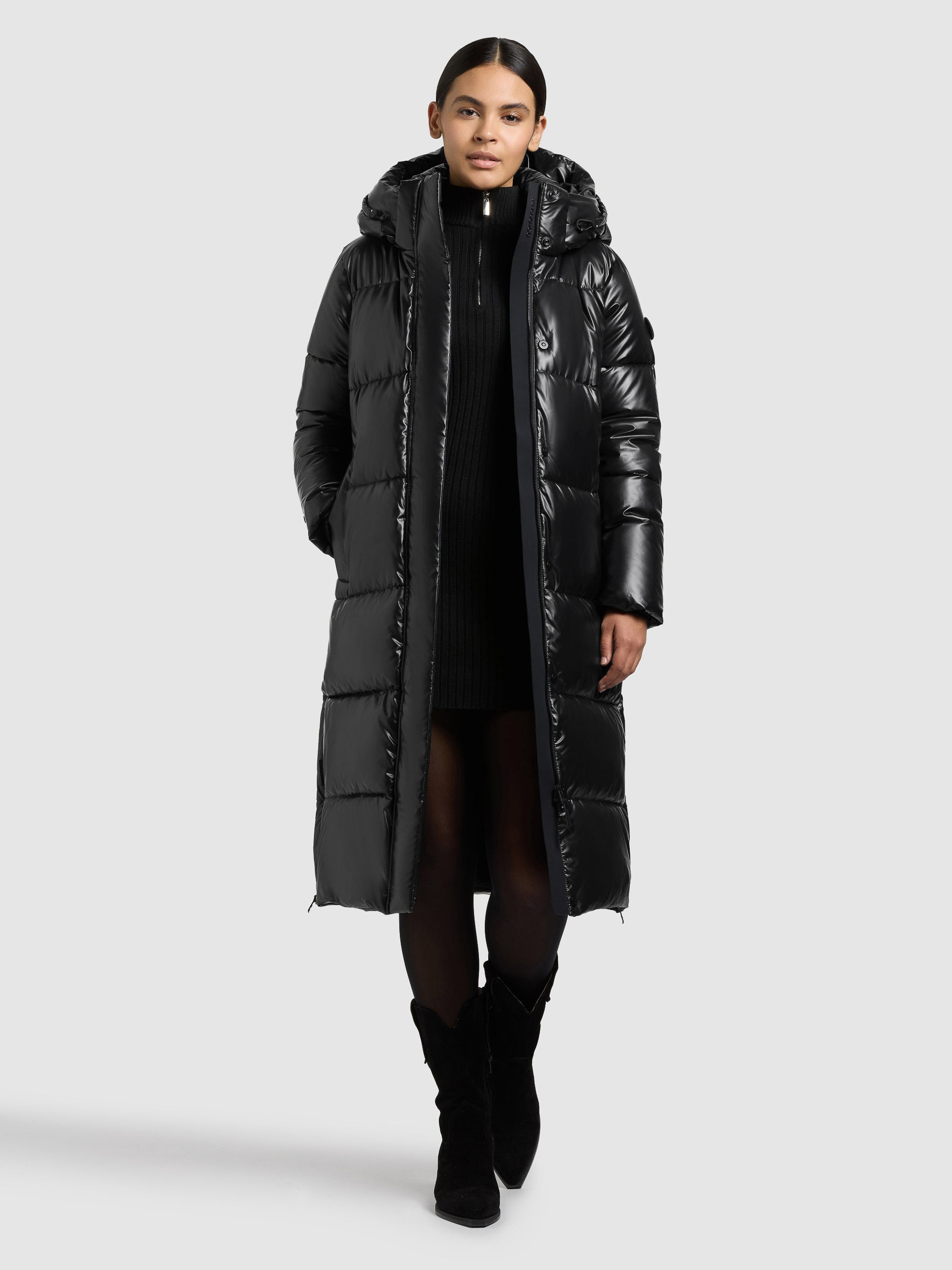 khujo-rachel2-shiny-mantel-black-gl-nzender-wasserabweisender-damen-steppmantel image 2