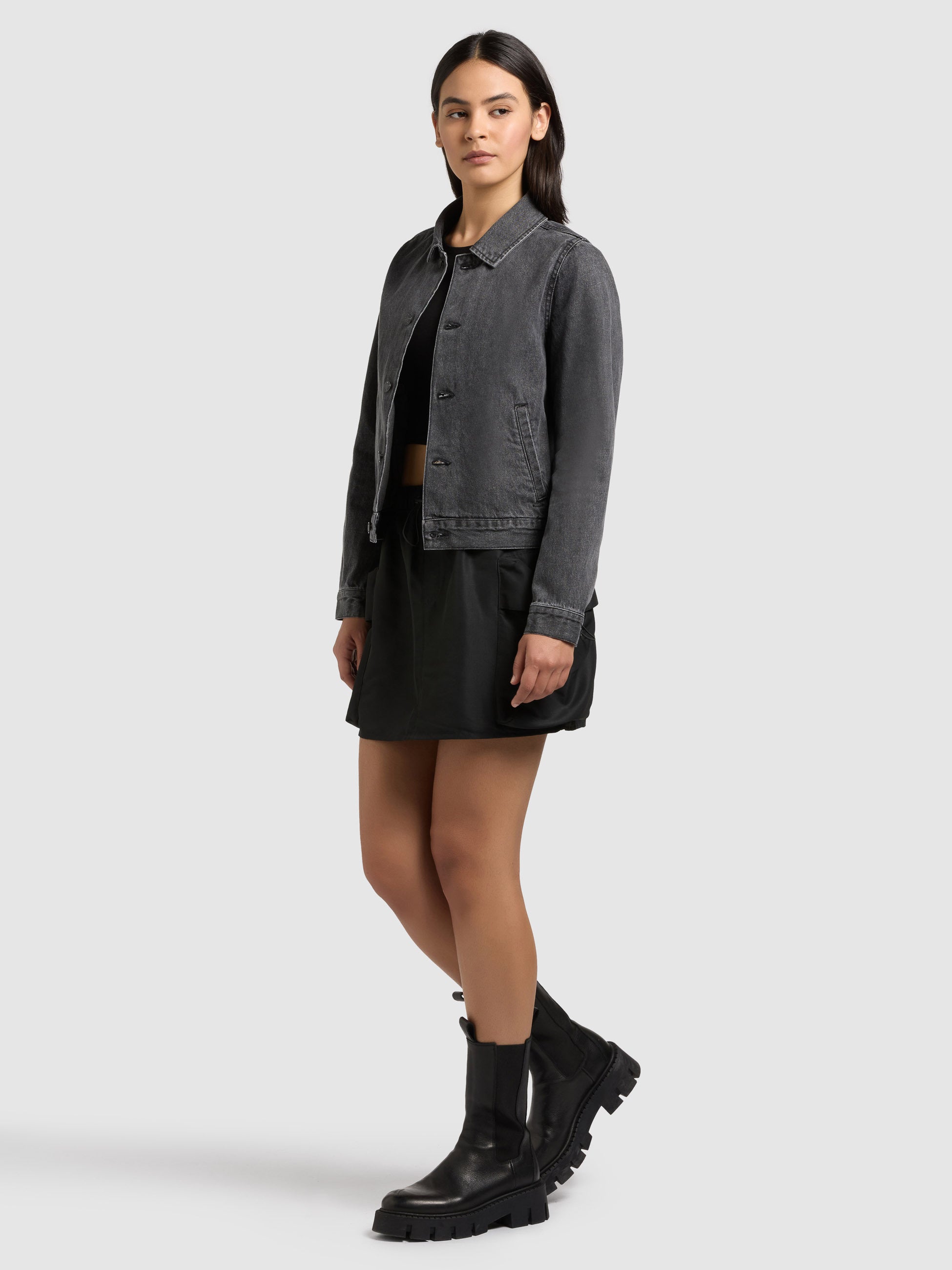 khujo-jacke-renia-jeansjacke-aus-baumwoll-denim-in-dark-grey image 2