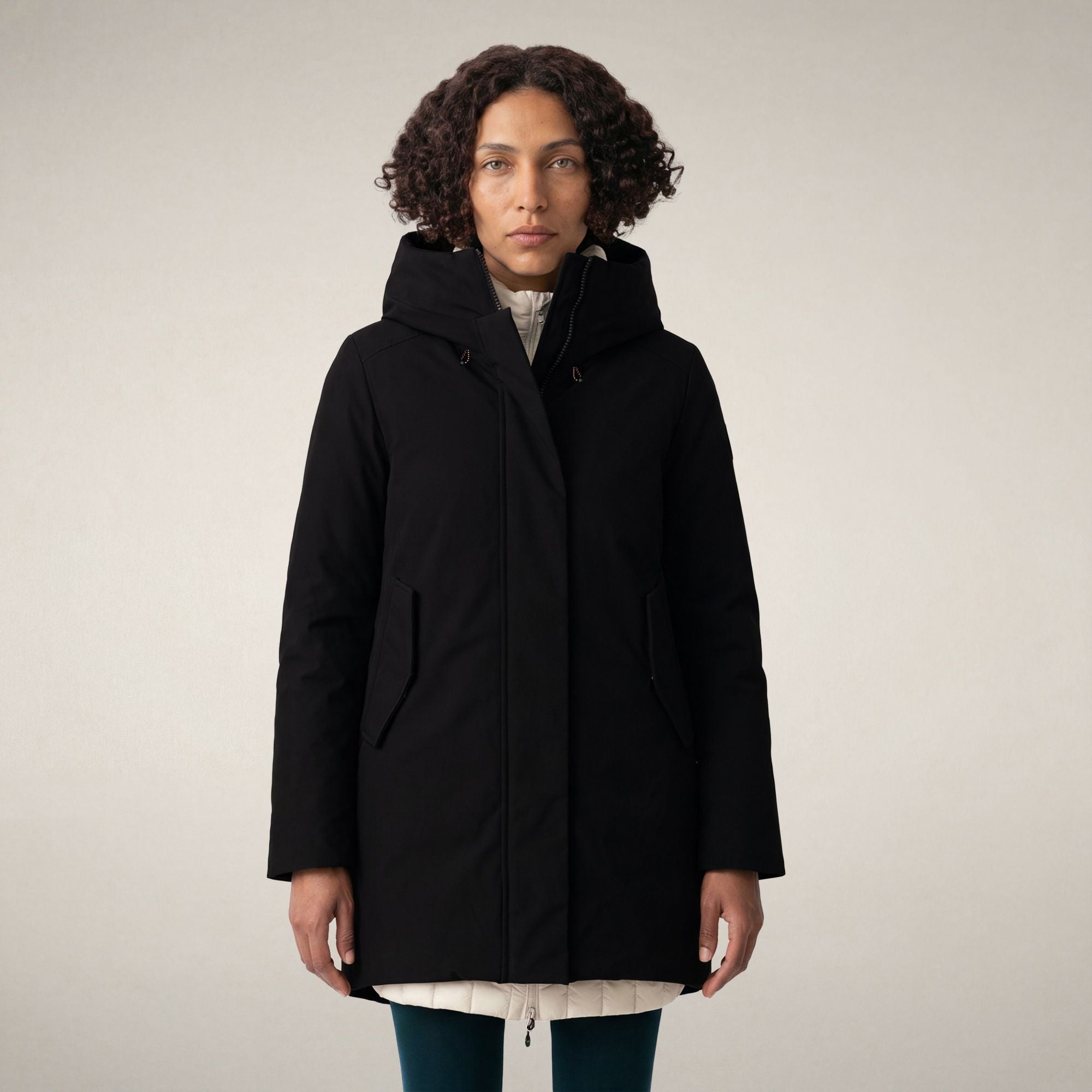 save-the-duck-nellie-damen-parka-schwarz-a-linie-mit-verwandelbarer-kapuze image 5