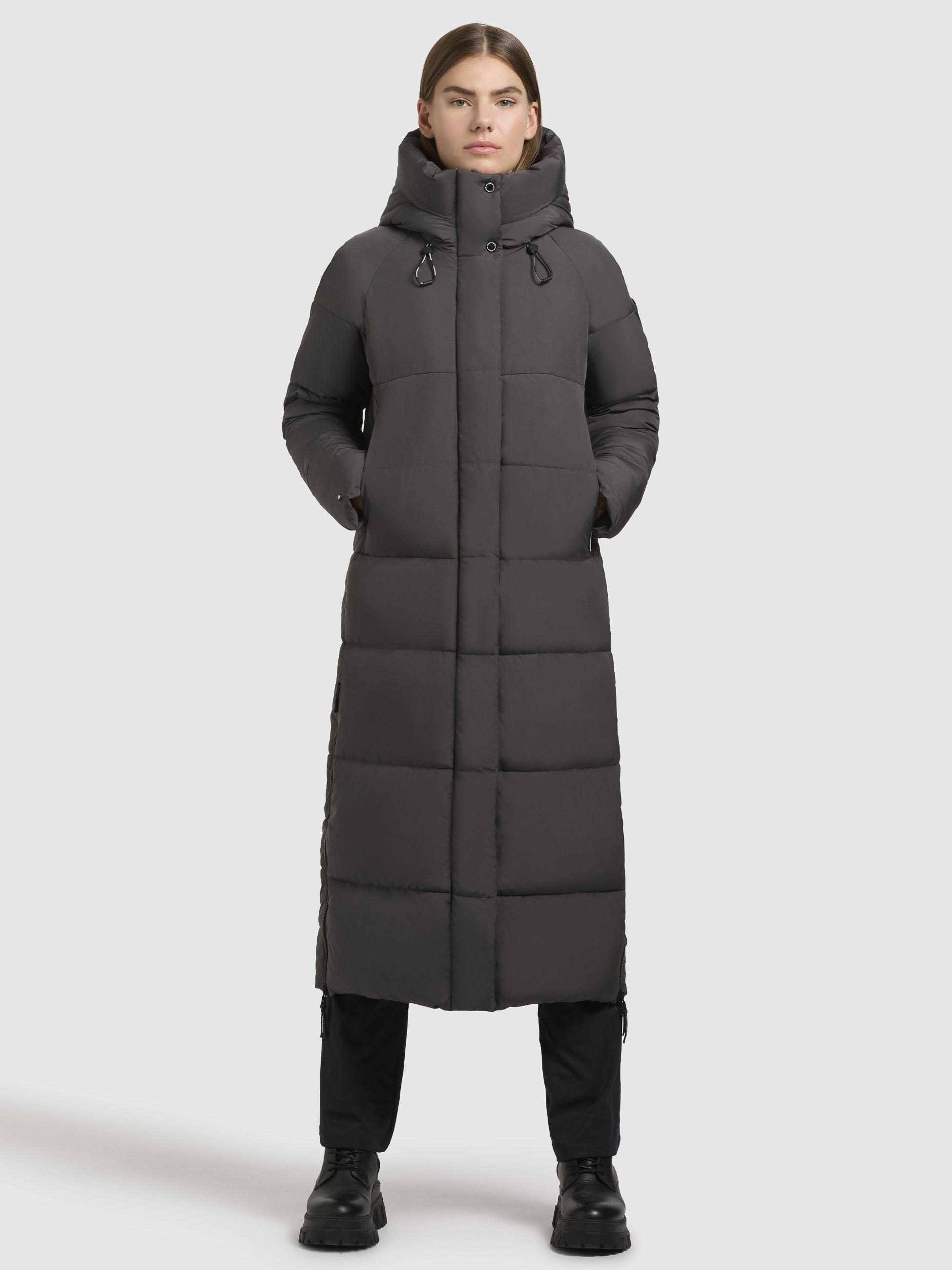 khujo-mantel-lamba-dunkelgrau-damen-steppmantel-wadenlang-loose-fit image 1