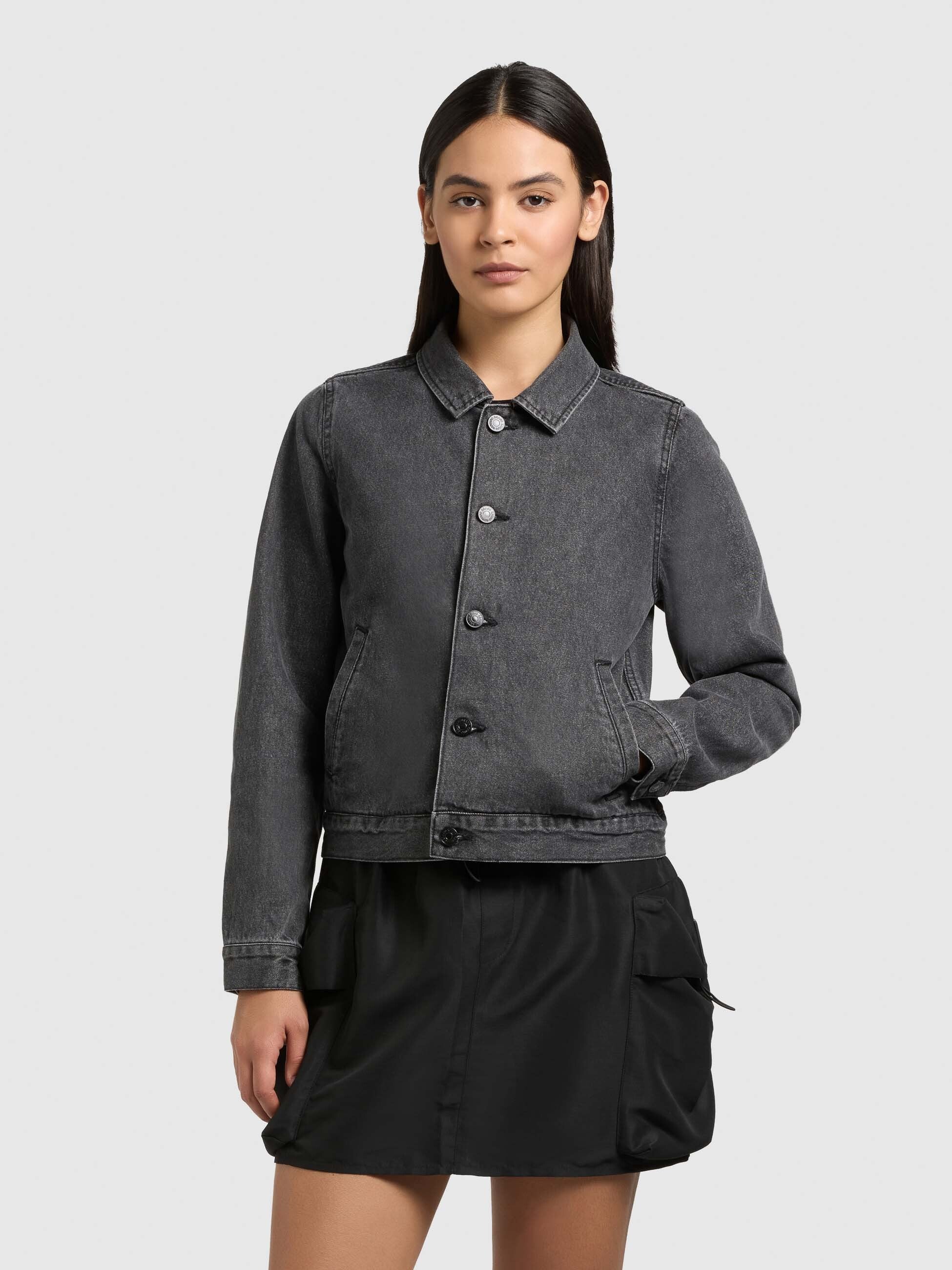 khujo-jacke-renia-jeansjacke-aus-baumwoll-denim-in-dark-grey image 4