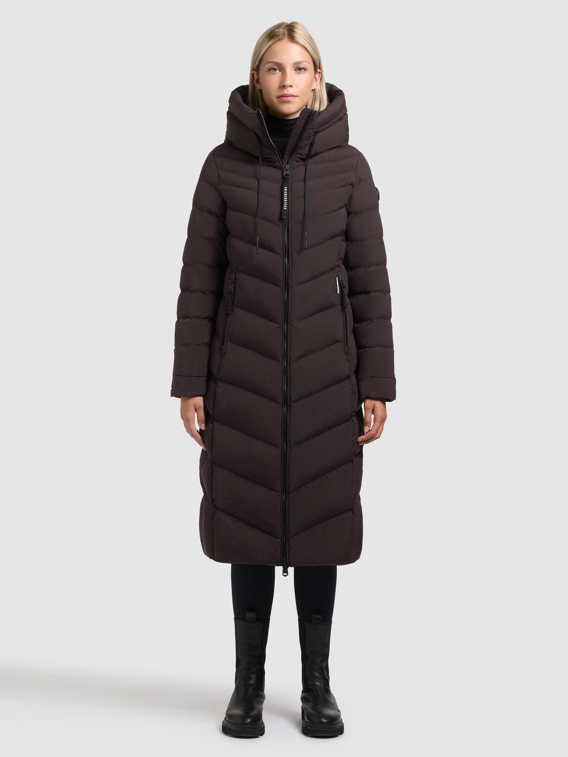 khujo-coat-stoane2-moody-plum-wadenlanger-damen-steppmantel-tailliert image 1