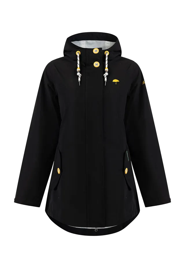 schmuddelwedda-damen-regenjacke-langarm-wasserdicht-mit-kapuze-und-druckknopflei image 1