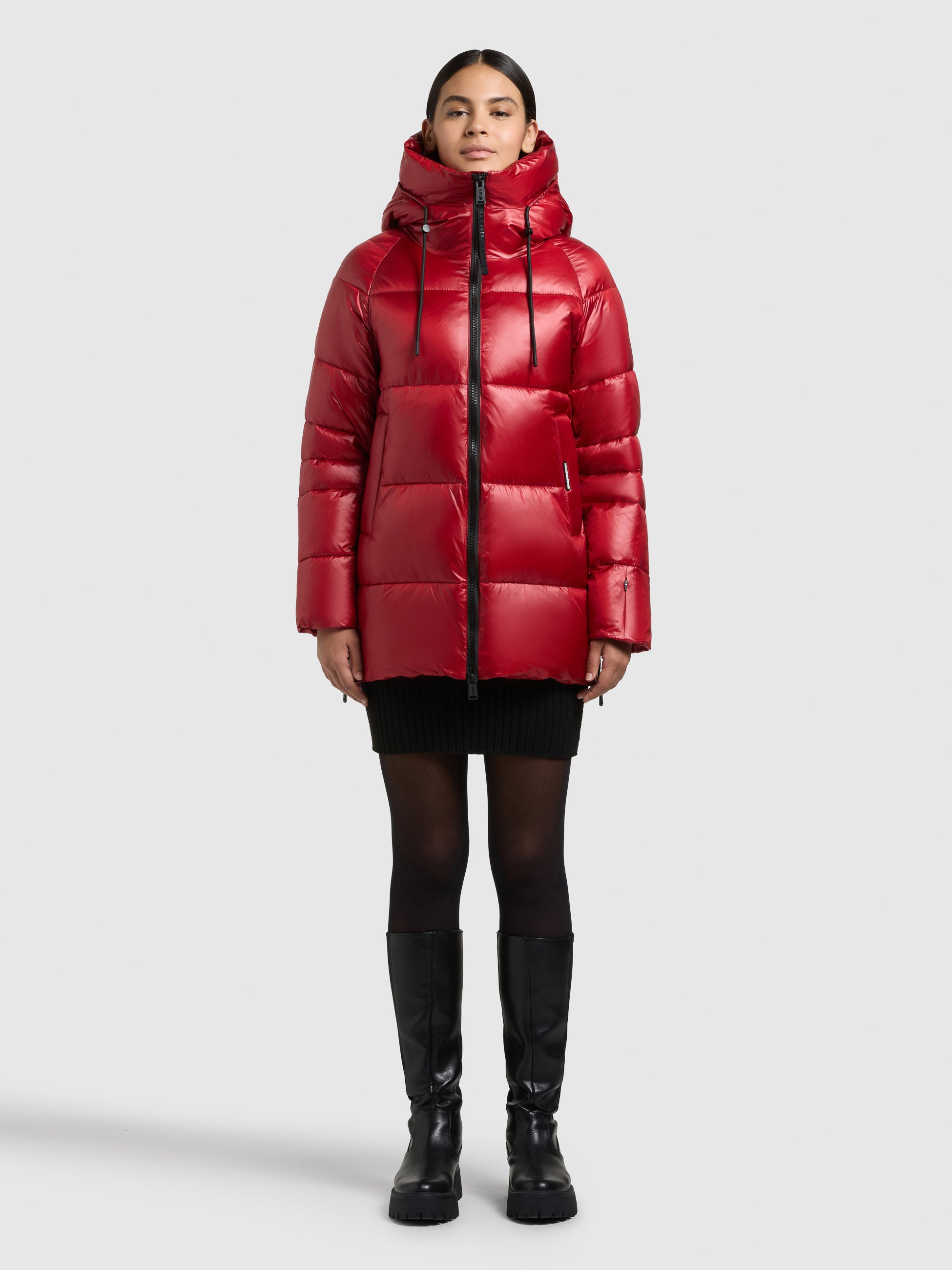 khujo-cara-damen-steppjacke-nebula-red-loose-fit-mit-kapuze-in-glanz image 1