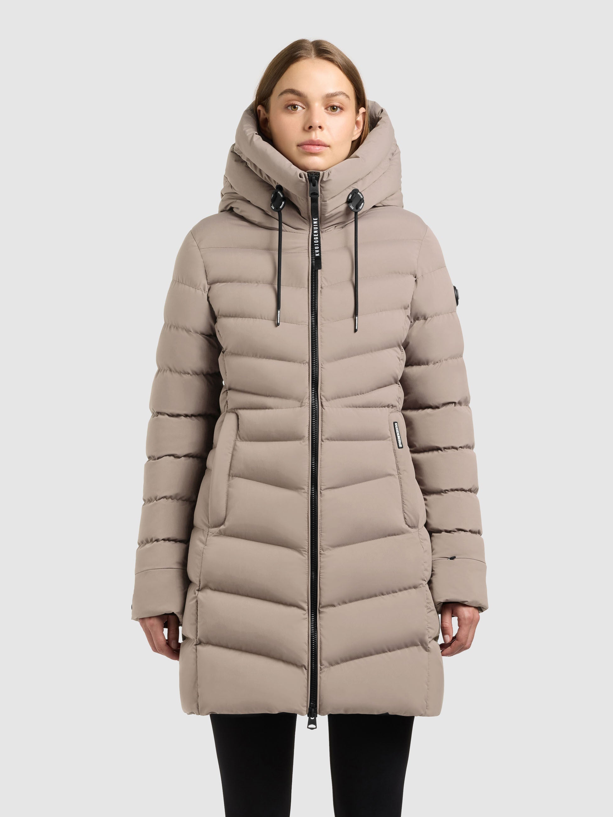 khujo-mantel-tuhani5-greige-damen-kurzmantel-slim-fit image 4
