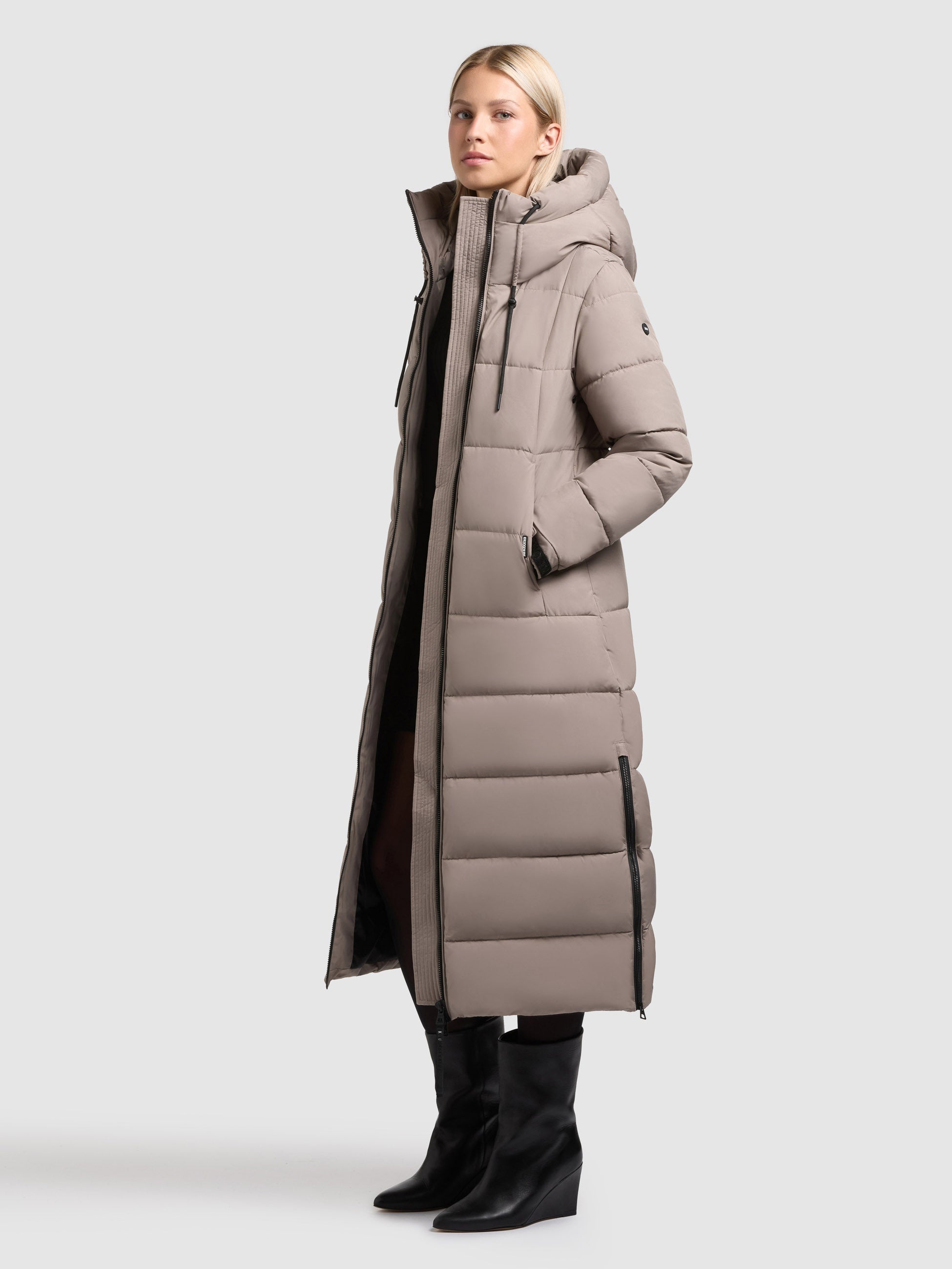 khujo-deria4-damen-steppmantel-greige-wadenlang-regular-fit image 2