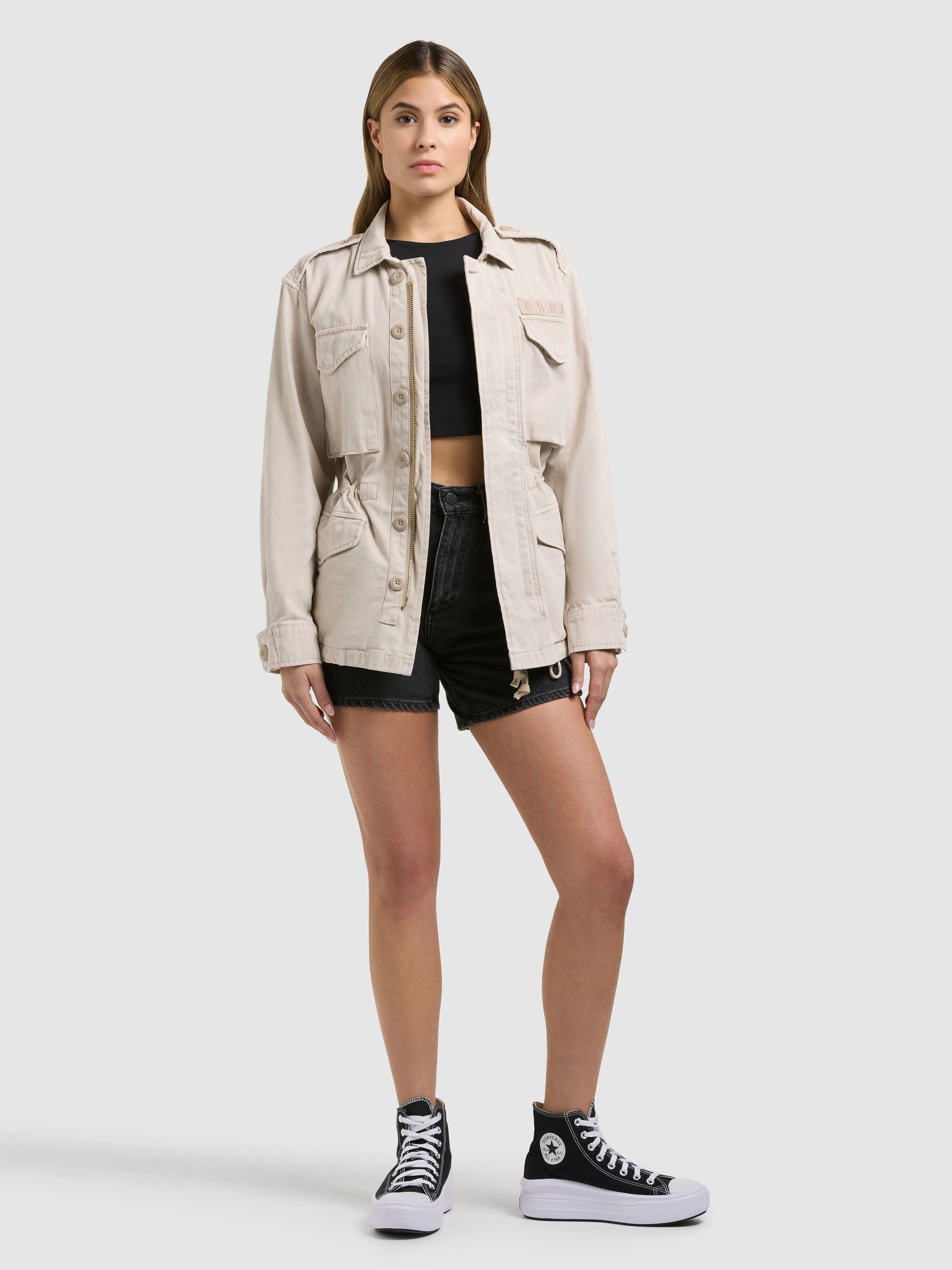 khujo-jacke-buni-greige-damen-fieldjacket-cargojacke-aus-baumwoll-twill image 2