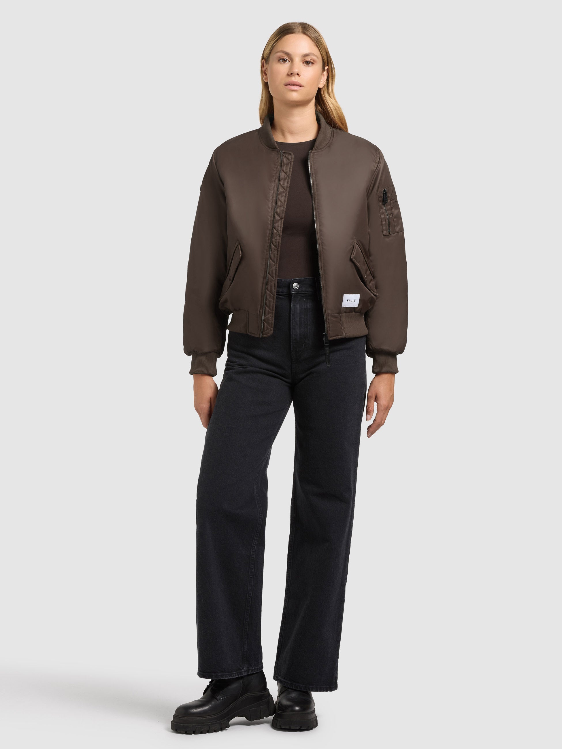 khujo-jacke-kasia-damen-bomberjacke-blouson-potter-brown-loose-fit image 6