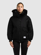 khujo-jacket-cela-bomber-black-stepp-bomberjacke-mit-kapuze-und-kunstfell image 4