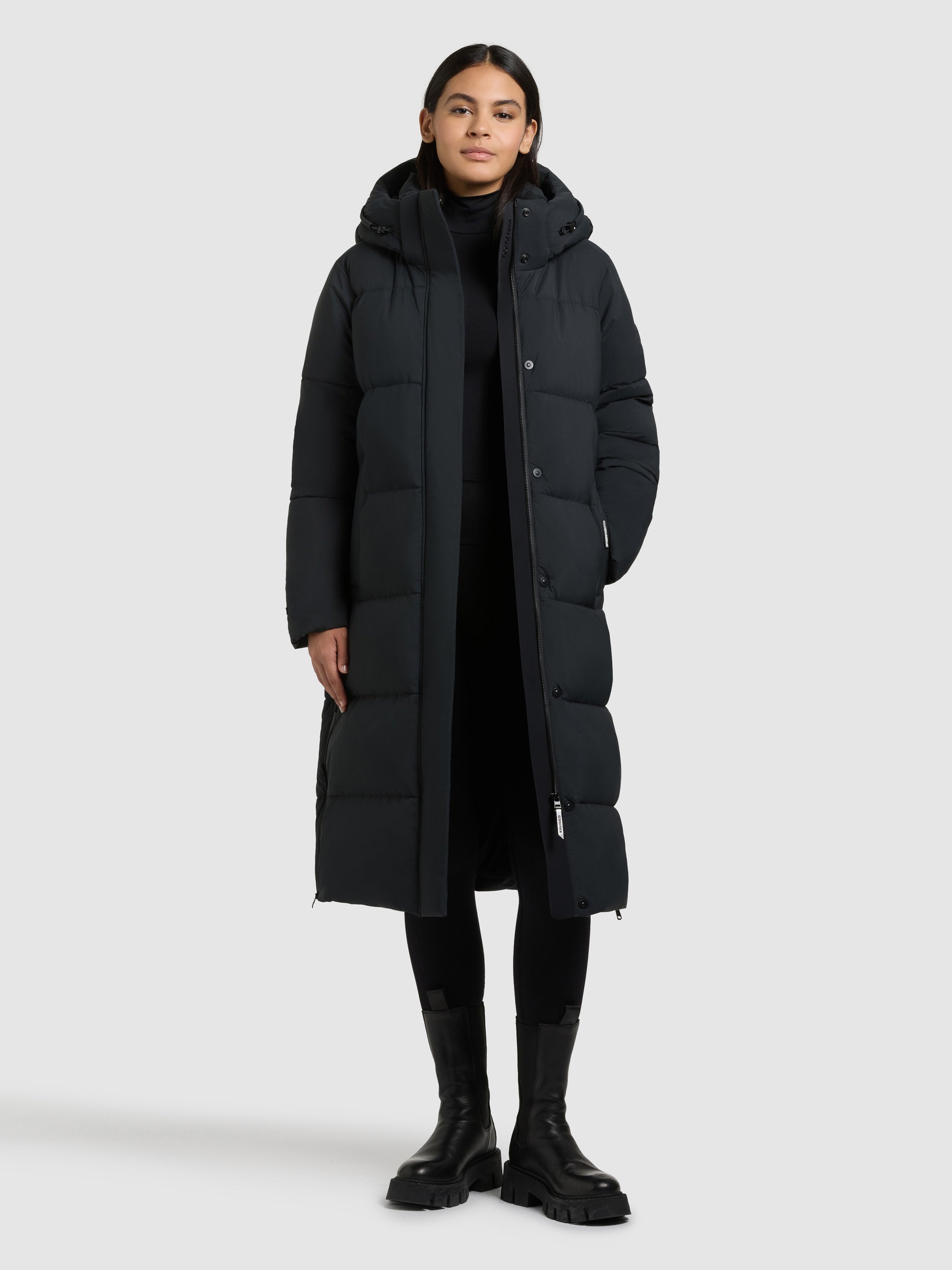 khujo-mantel-rachel2-matt-obrage-grey-knielanger-damen-steppmantel-loose-fit image 2