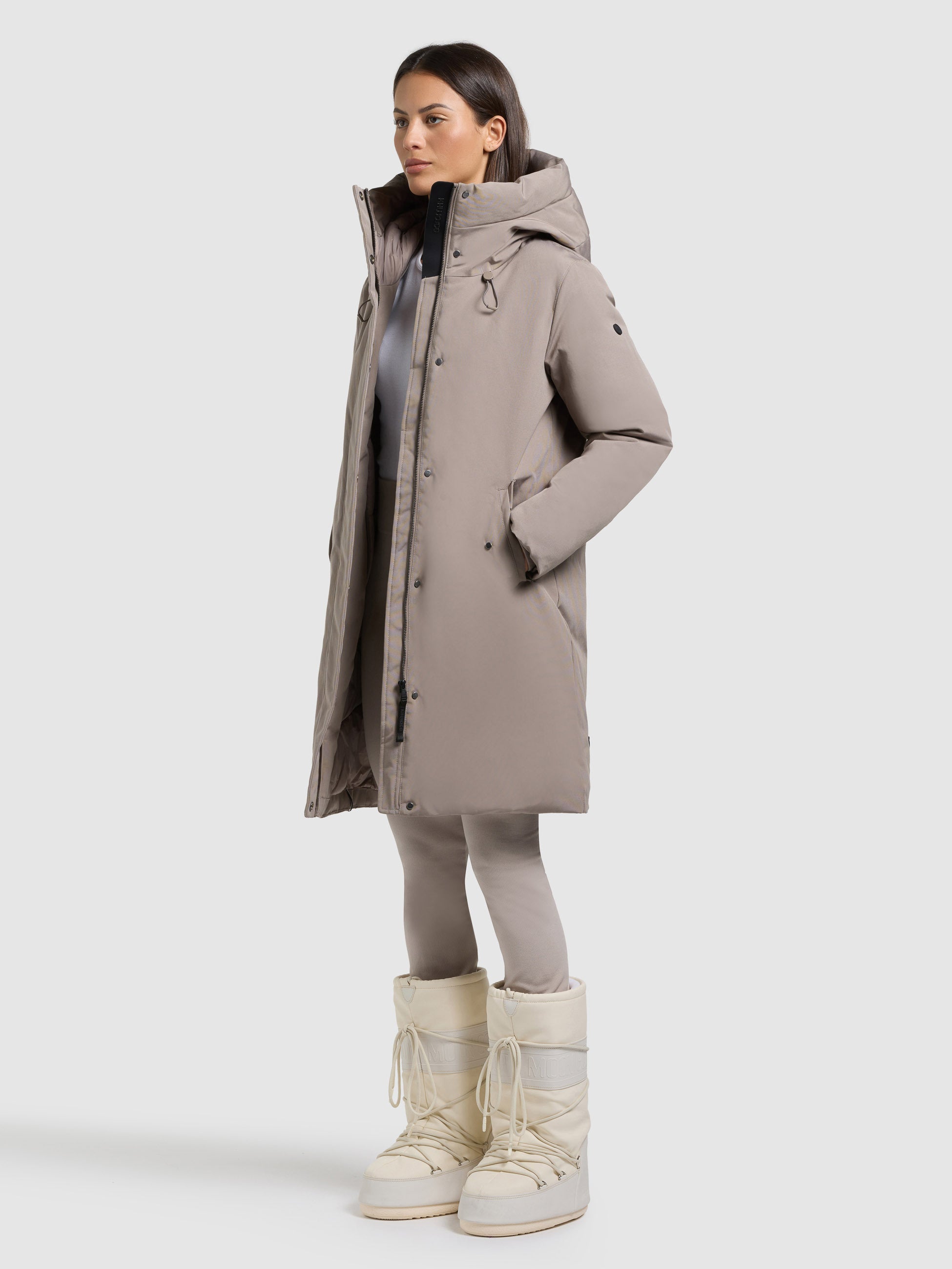 khujo-wedelia-with-inner-jacket-damen-kurzmantel-greige-2-in-1-mit-herausnehmbar image 2