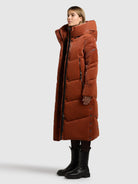 khujo-pulset-shiny-sienna-brown-damen-coat-wattierter-steppmantel image 2