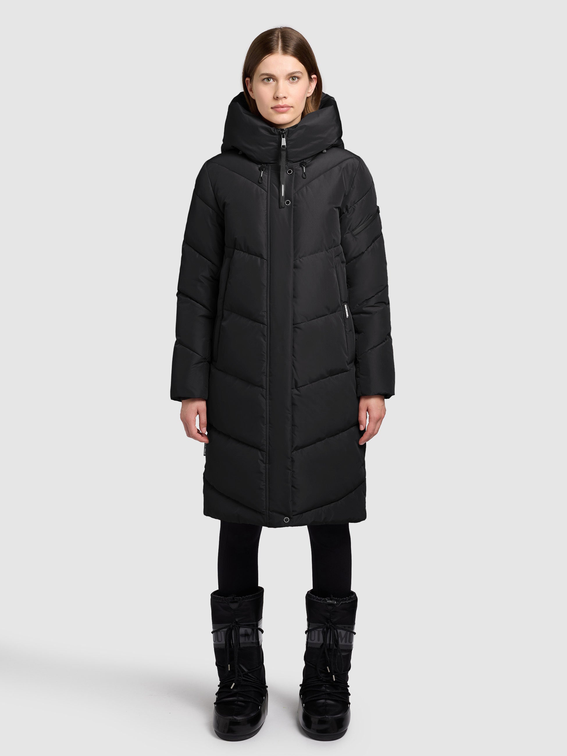 khujo-mantel-jange-black-knielanger-steppmantel-mit-fleece image 1