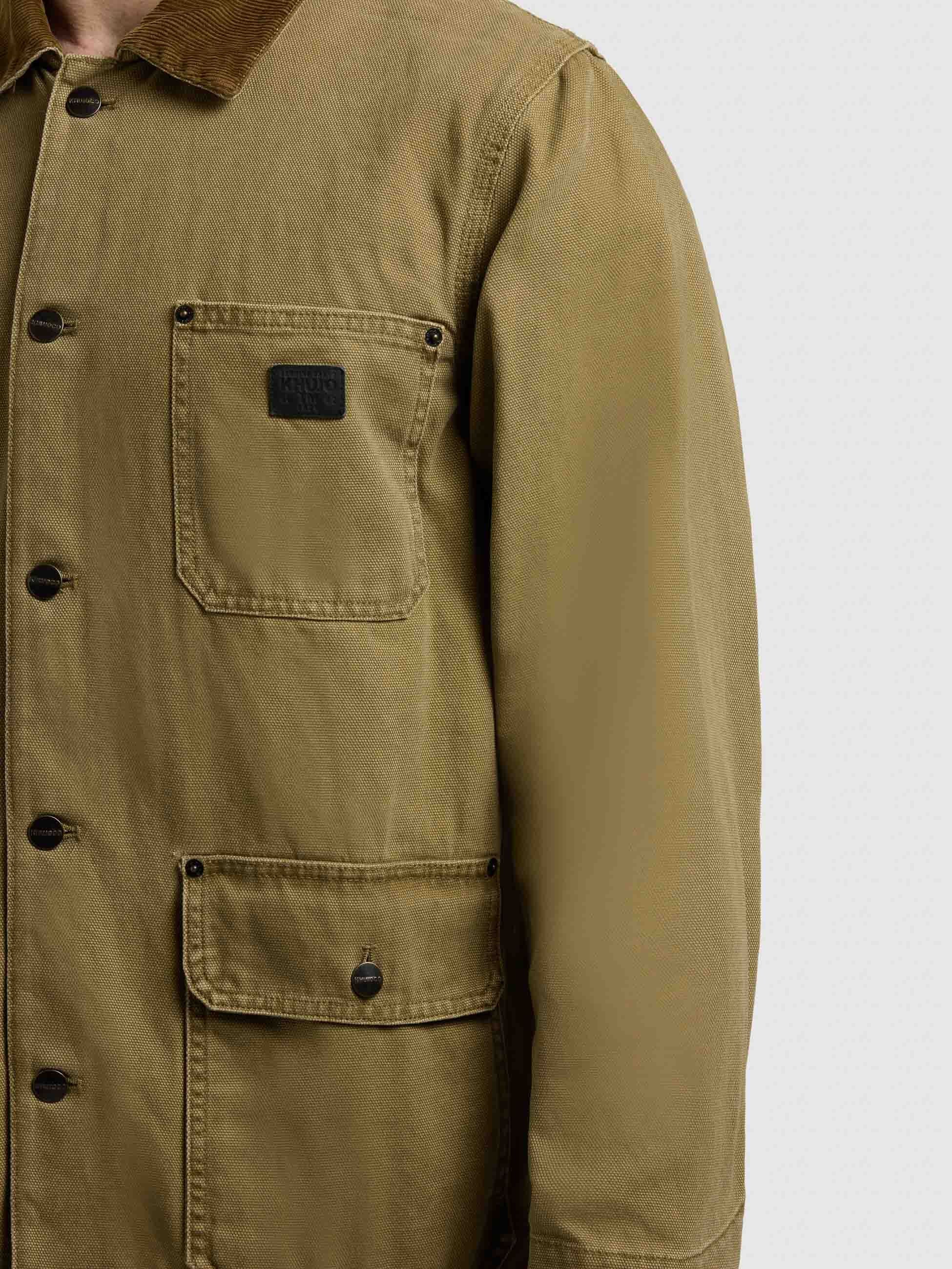 khujo-jacke-nuhh-canary-green-workwear-canvas-jacke-mit-cordkragen image 7