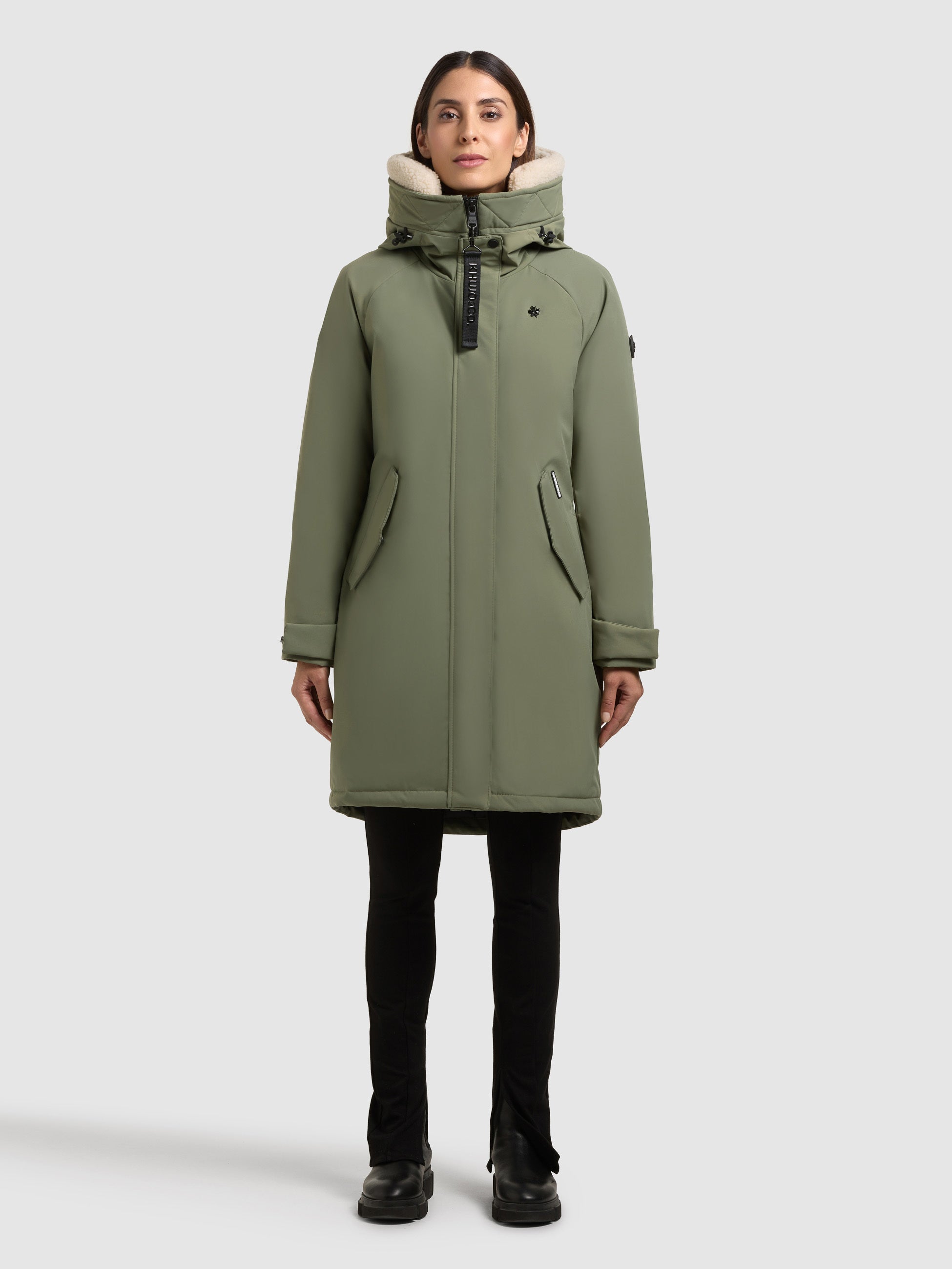 khujo-semie3-kurzmantel-f-r-damen-muted-green image 1