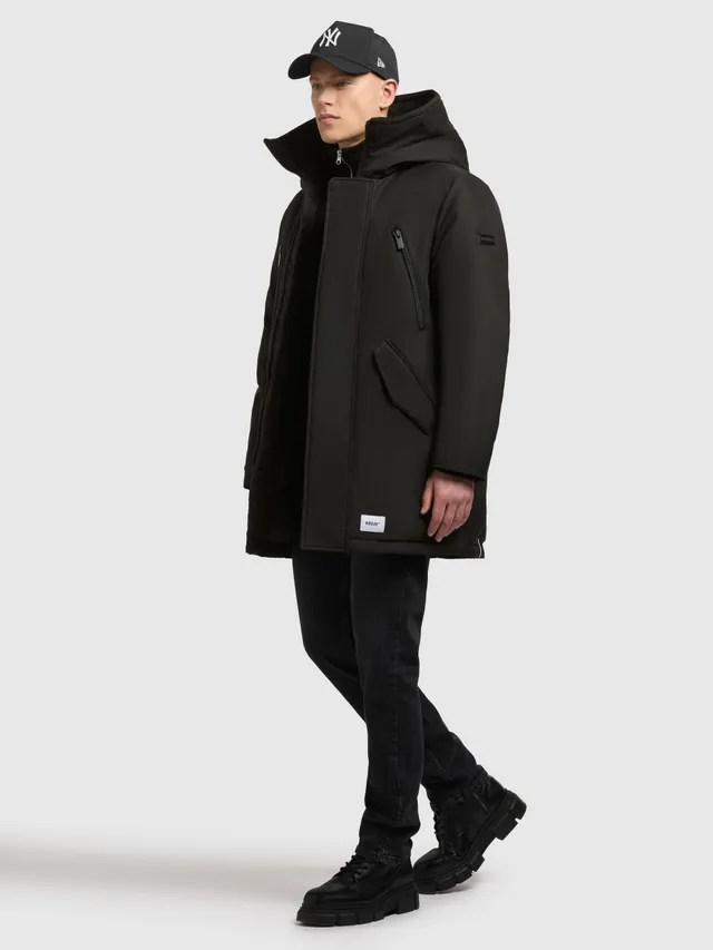 khujo-nate-mantel-black-loose-fit-kurzmantel-mit-kapuze image 1
