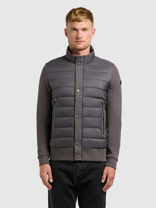 khujo-jacke-walnut-slate-grey-kurze-steppjacke-im-materialmix image 1