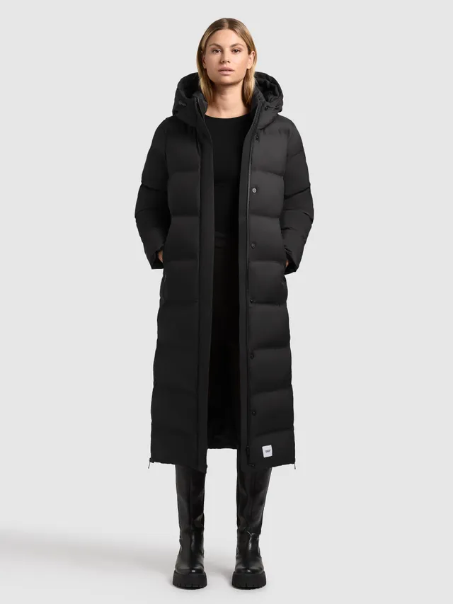 khujo-coat-mayla3-black-wadenlanger-damen-steppmantel-mit-kapuze-und-seitenschli image 1