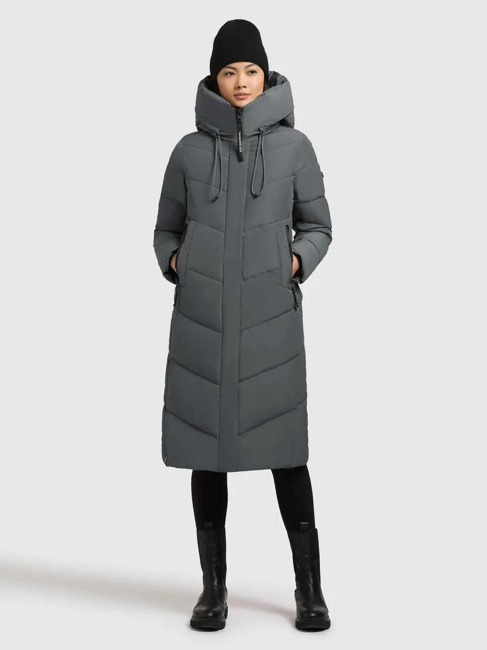 khujo-coat-trudie-foam-green-wadenlanger-damen-steppmantel image 1