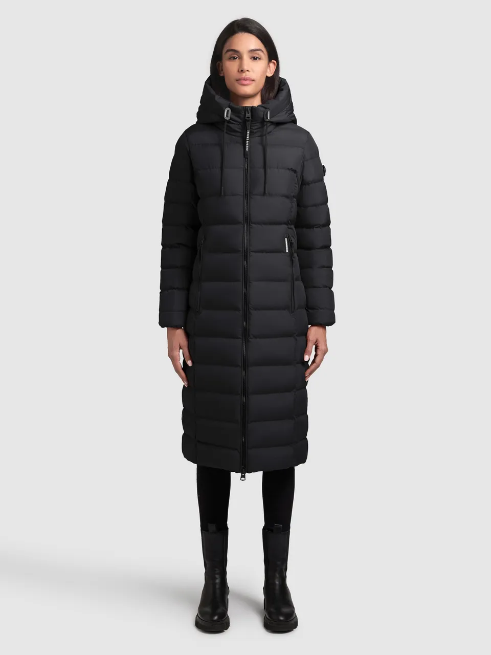 khujo-mantel-simmie-black-damen-steppmantel-knielang image 1