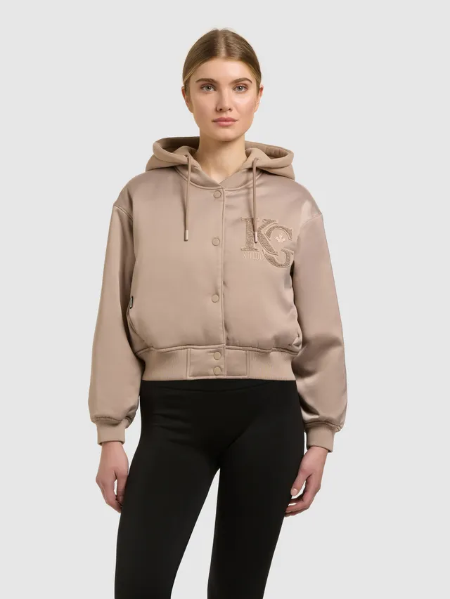khujo-jacke-chani-latte-beige-damen-bomberjacke-leicht-wattiert-aus-satin-mit-ka image 1