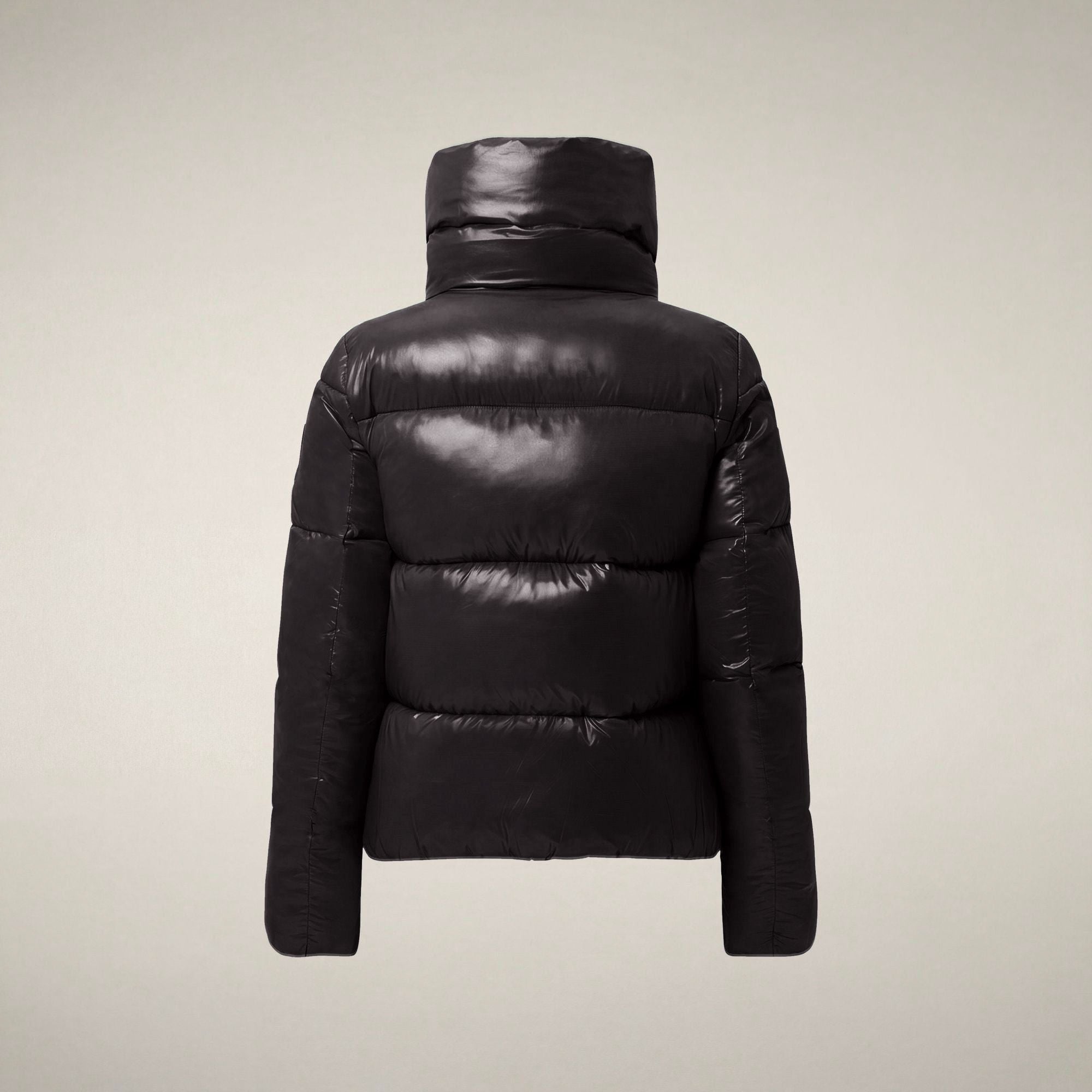 save-the-duck-isla-damen-steppjacke-lack-optik-braun-schwarz image 4