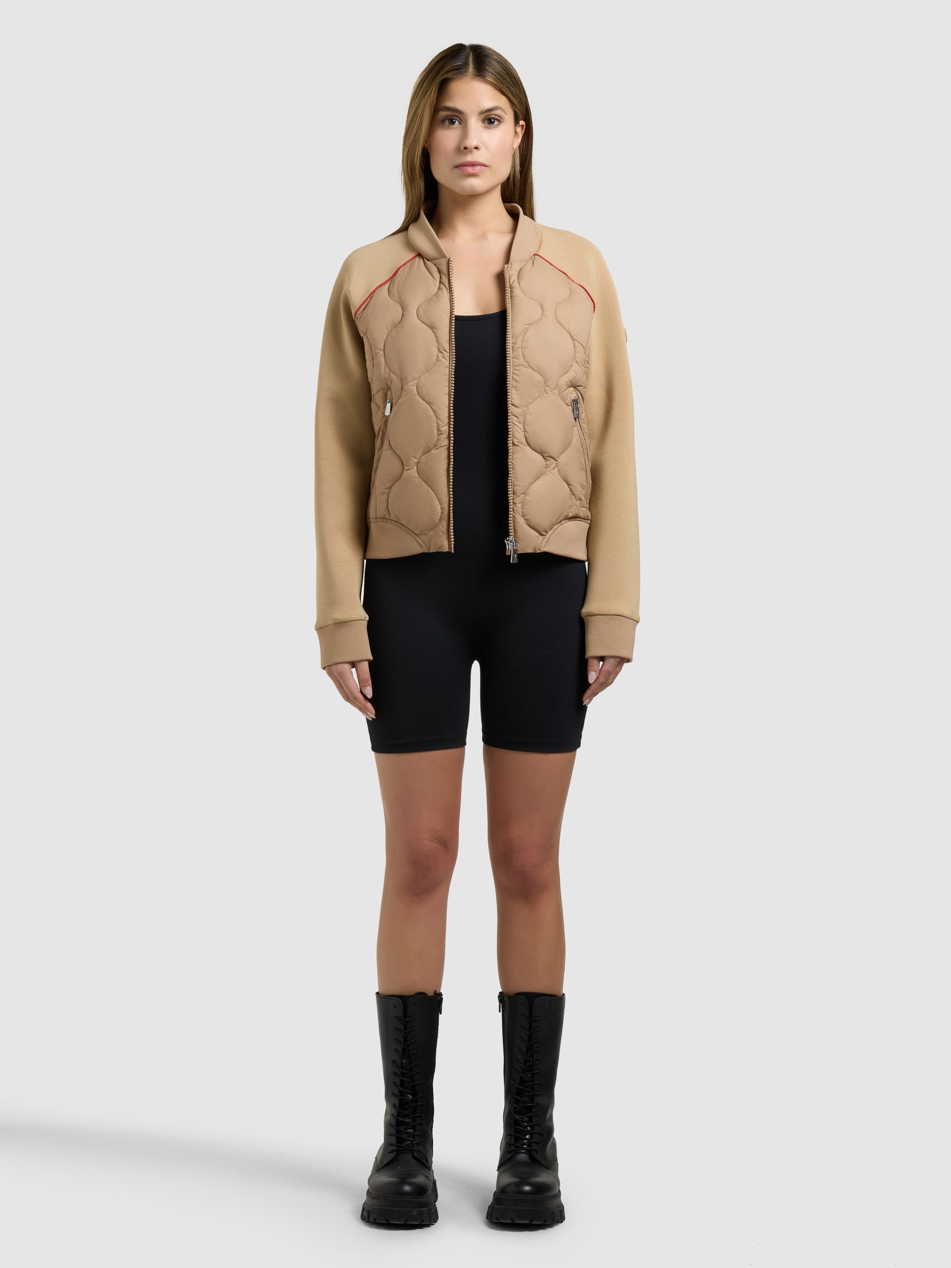 khujo-jacke-malaya-dark-camel-kurze-steppjacke-mit-materialmix image 6