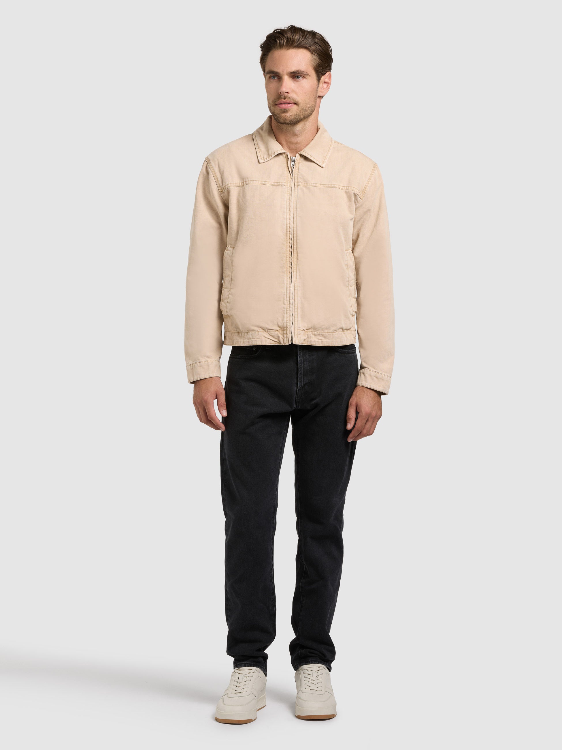 khujo-brave-jacke-sugar-cane-beige-blouson-harrington-damen-herren-canvas image 2