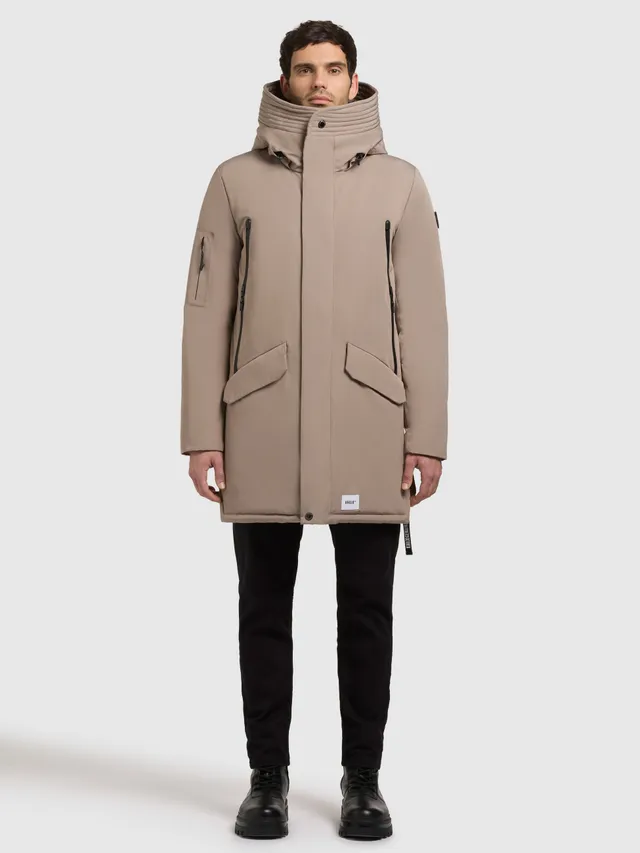 khujo-mantel-larc-graubeige-kurzmantel-parka-mit-kapuze image 1