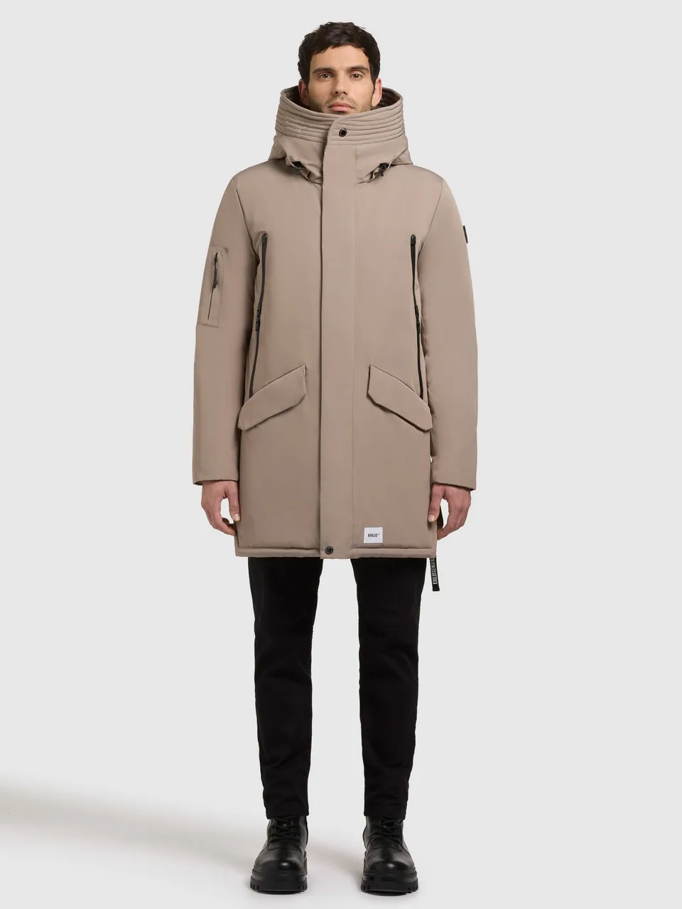 khujo-mantel-larc-graubeige-kurzmantel-parka-mit-kapuze image 1