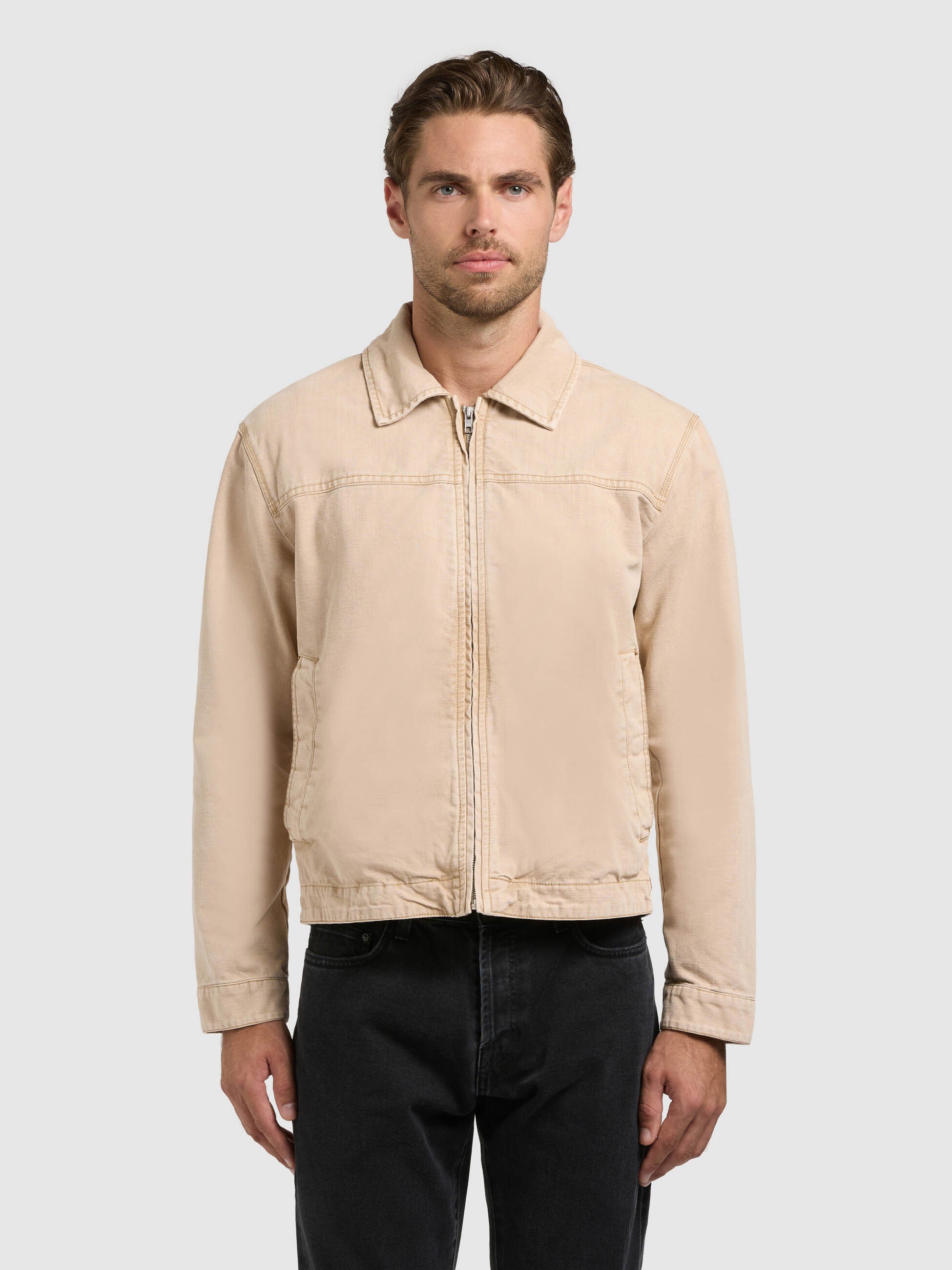 khujo-brave-jacke-sugar-cane-beige-blouson-harrington-damen-herren-canvas image 4