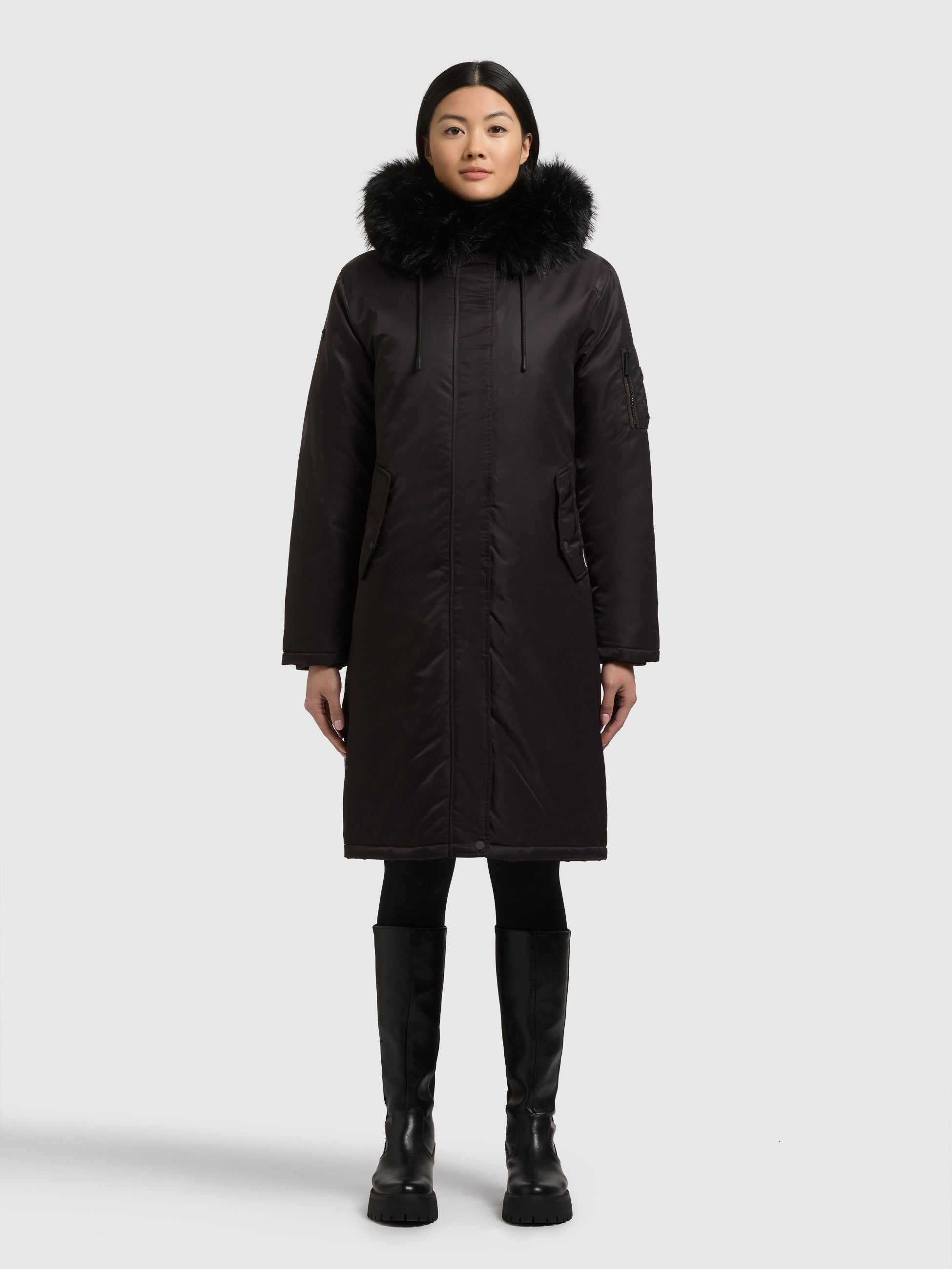 khujo-jilla-wintermantel-damen-moody-plum-mit-kunstfell image 1