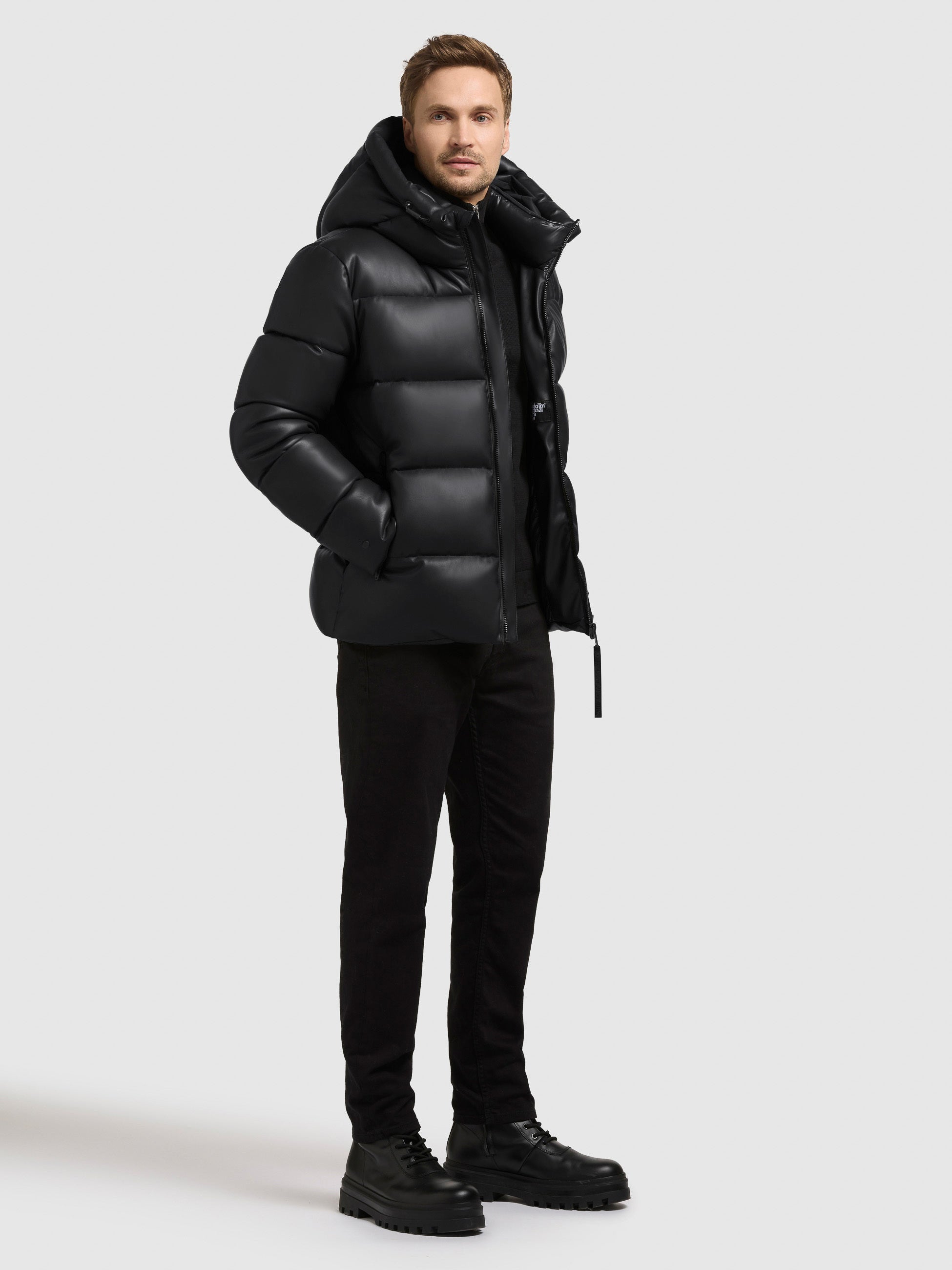 khujo-jacke-coen-black-winterjacke-lederoptik-wasserabweisend image 2