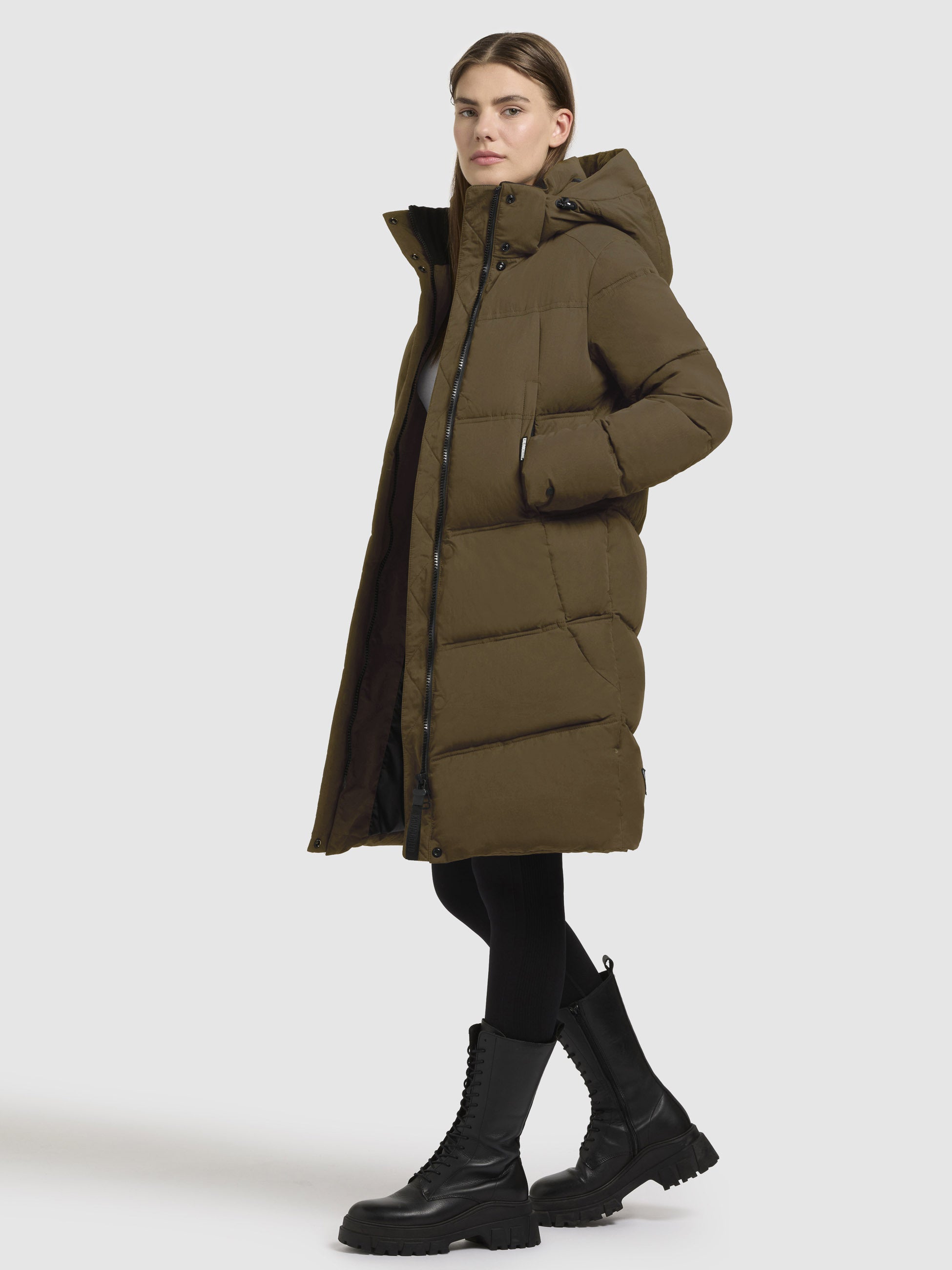 khujo-graya-damen-kurzmantel-khaki-regular-fit-mit-kapuze image 2