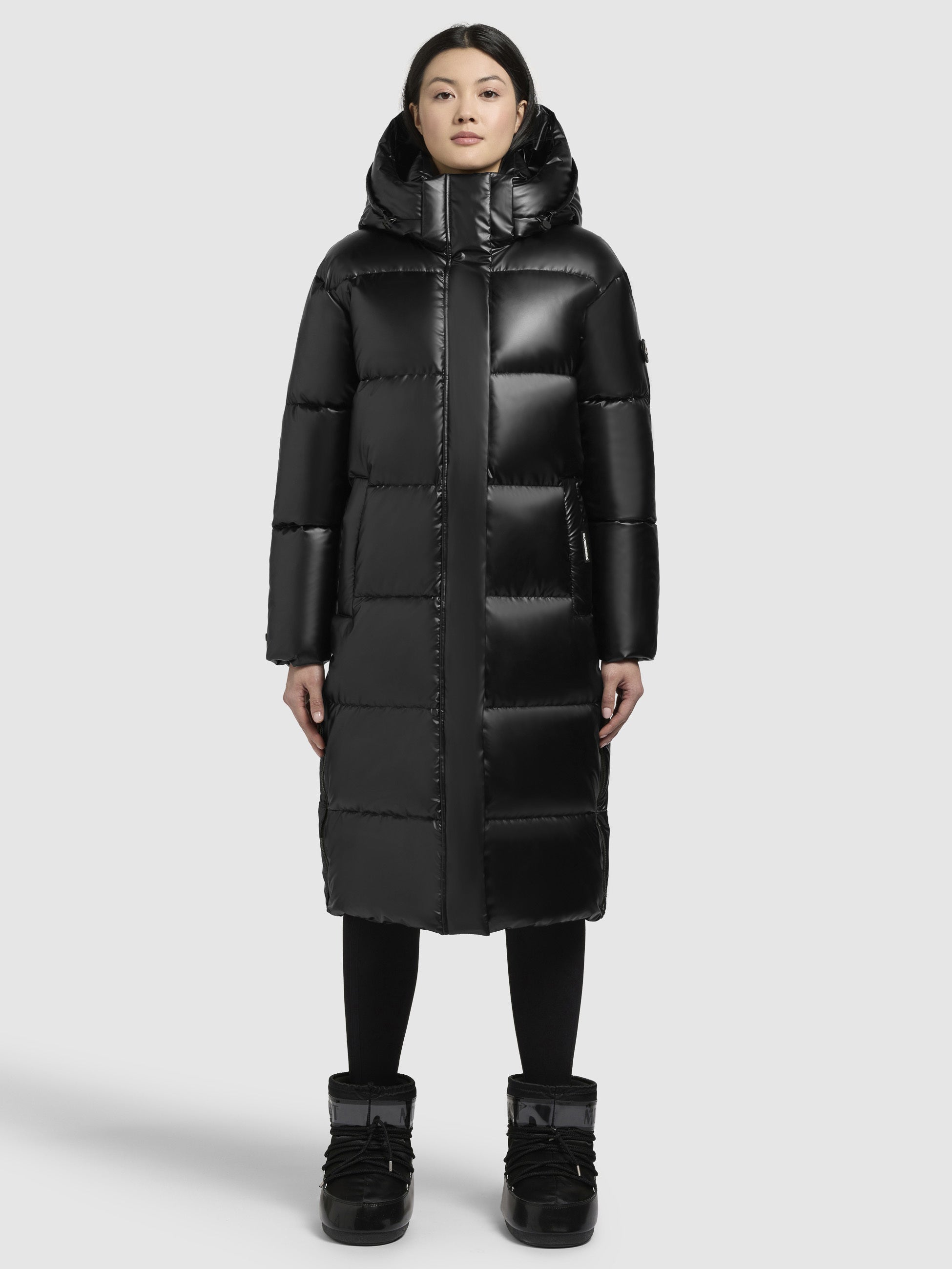 khujo-mantel-rachel-shiny-schwarz-steppmantel-knielang-regular-fit image 1