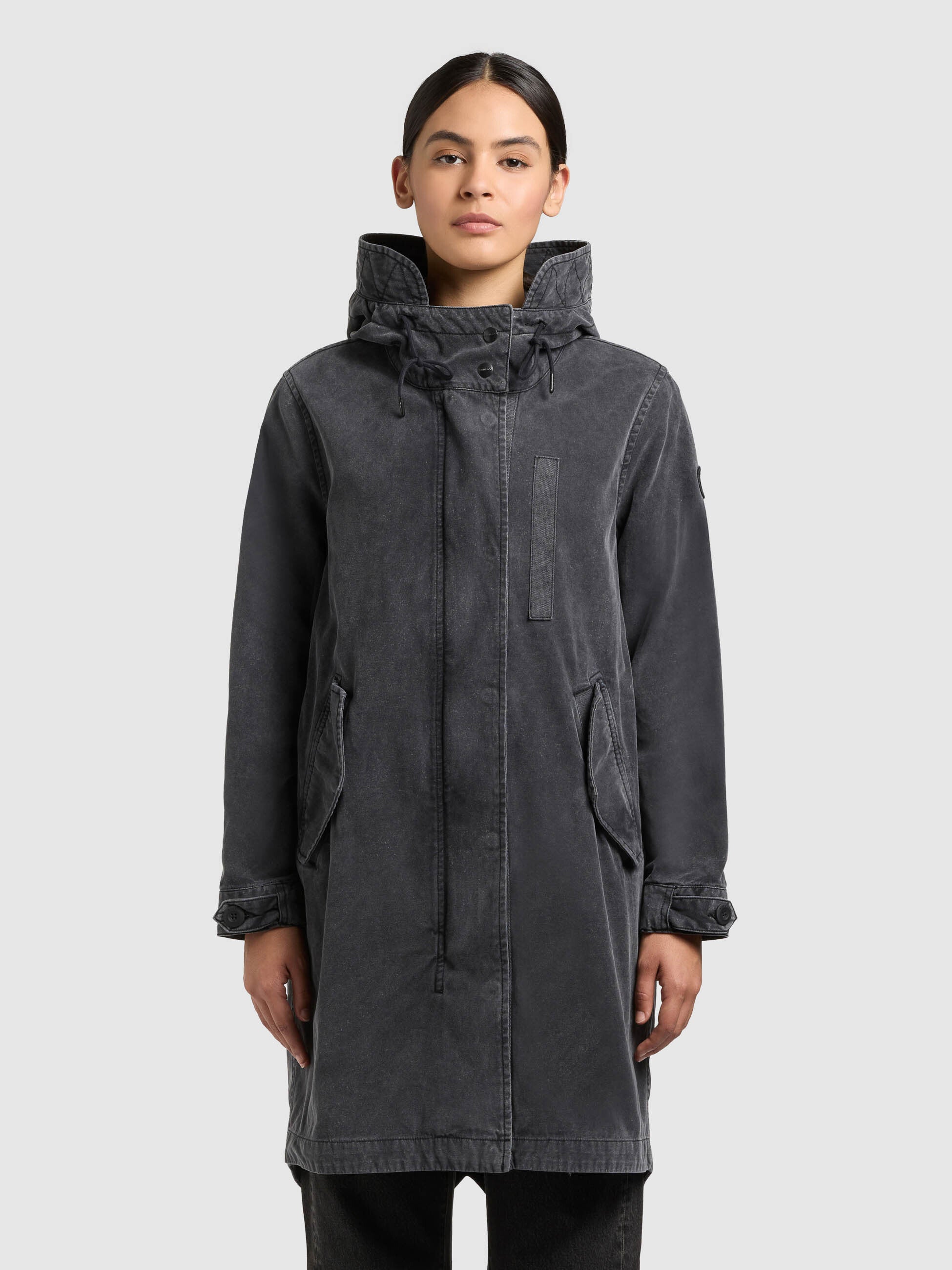 khujo-parka-freya-black-baumwoll-parka-im-vintage-mod-style image 1
